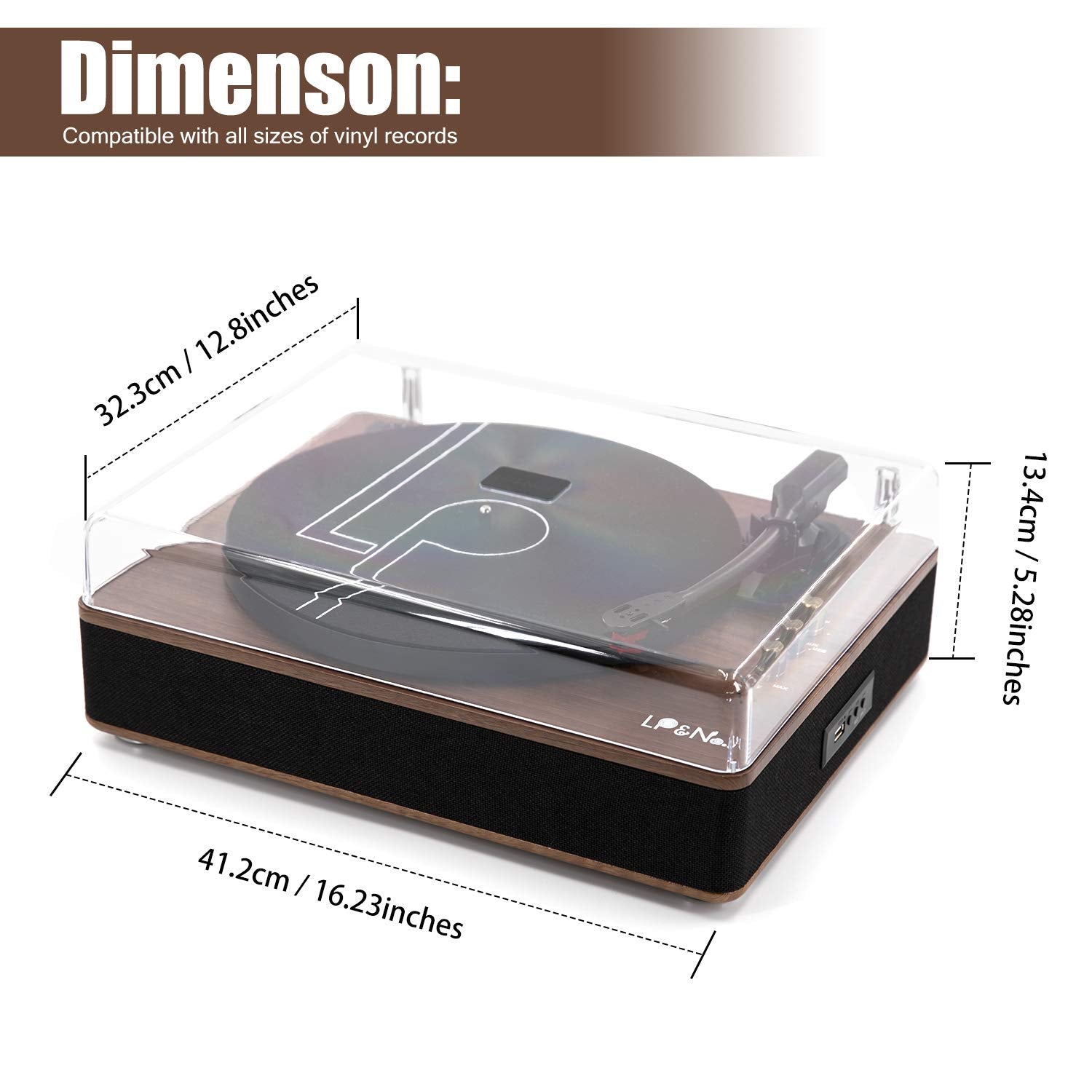 Lp&No.1 Record Player With Stereo Speakers, 3 Speed Belt Drive Turntable For Vinyl Records With Wireless Playback And Auto Stop,