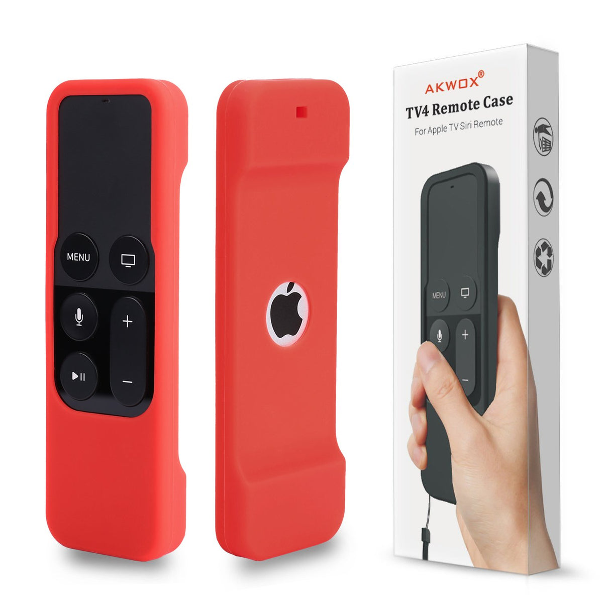 Remote Case for Apple Tv 4th 5th Generation, Akwox Apple TV Siri Remote Cover Case with Lanyard (Rose Red) -not for New Apple 4k TV Series 6th Gen 2021
