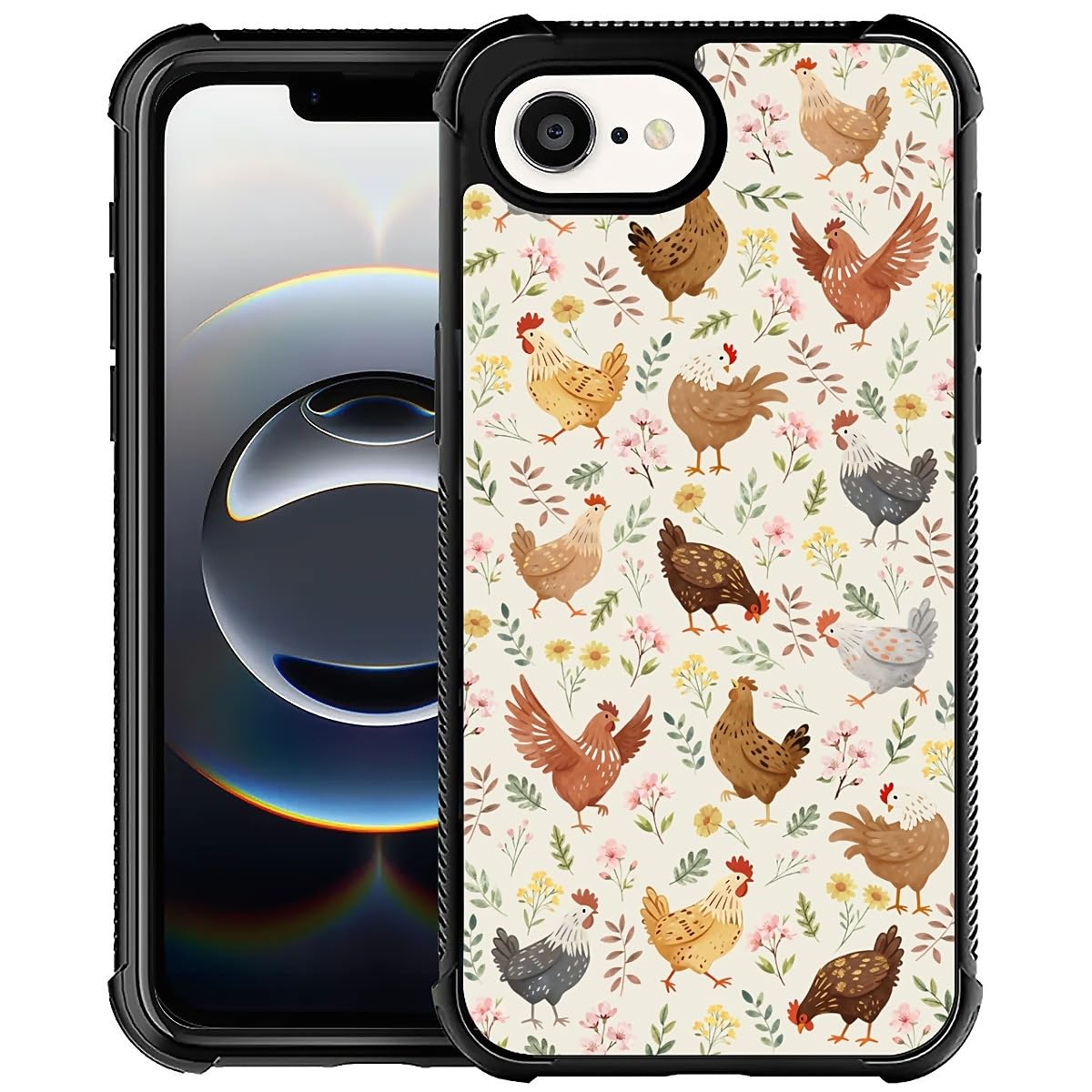 Deaorew for iPhone 16E Case | Classic Slim Cover Design | Countryside Chicken Flowers