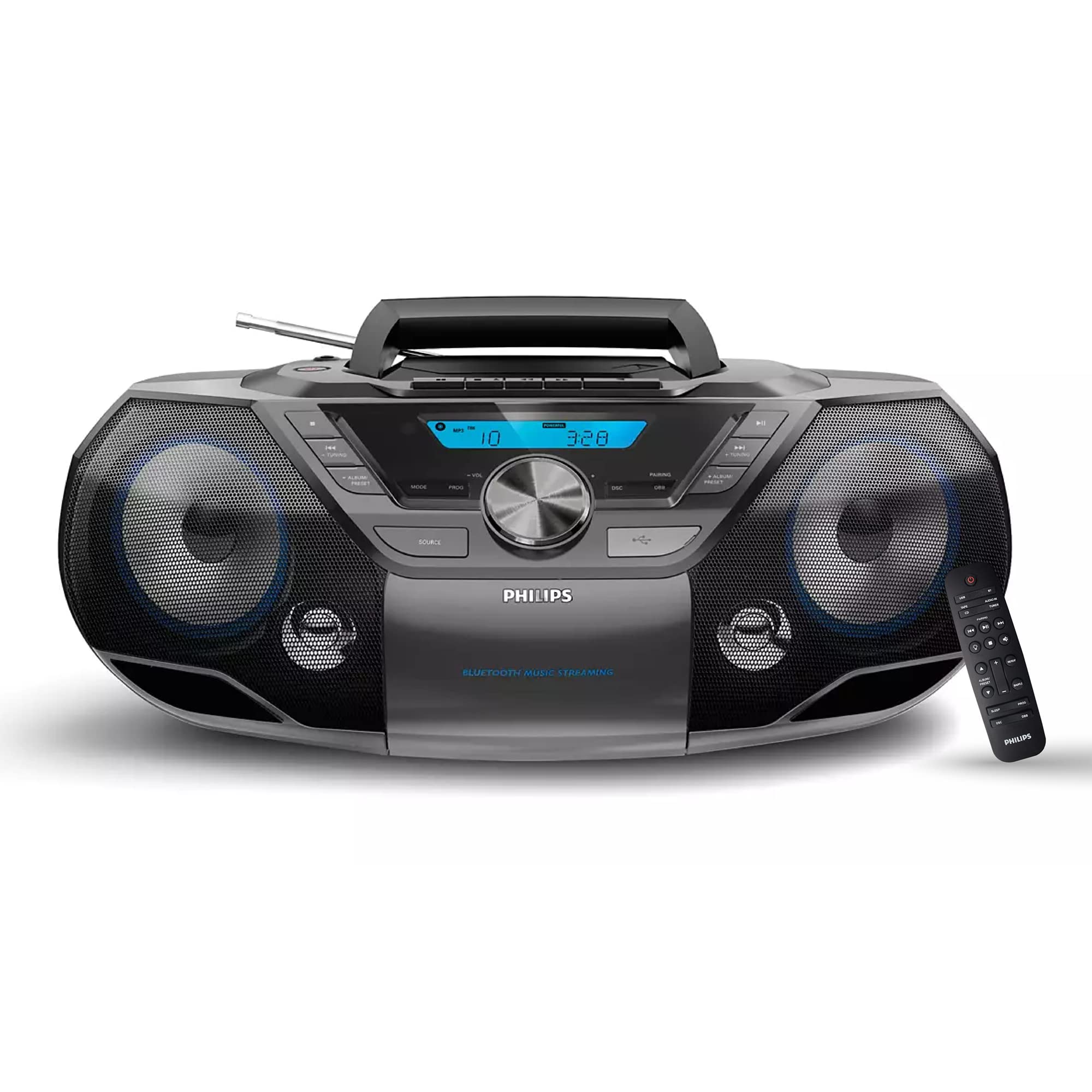 Philips Portable Cd Player Bluetooth With Cassette All In One Powerful Stereo Boombox For Home With Mega Bass Reflex Speakers, R