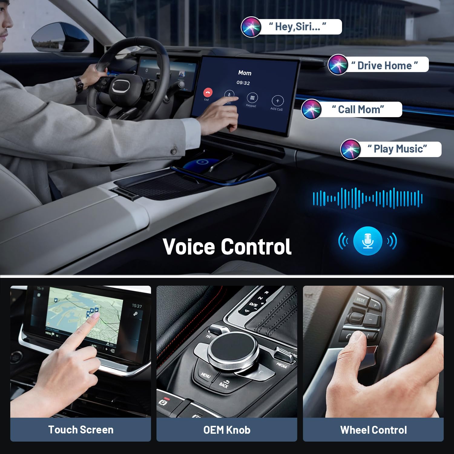 Wireless Carplay Adapter For Iphone, Upgraded 5.8Ghz Carplay Wireless Adapter Converts Wired To Wireless, Plug & Play, No Latenc