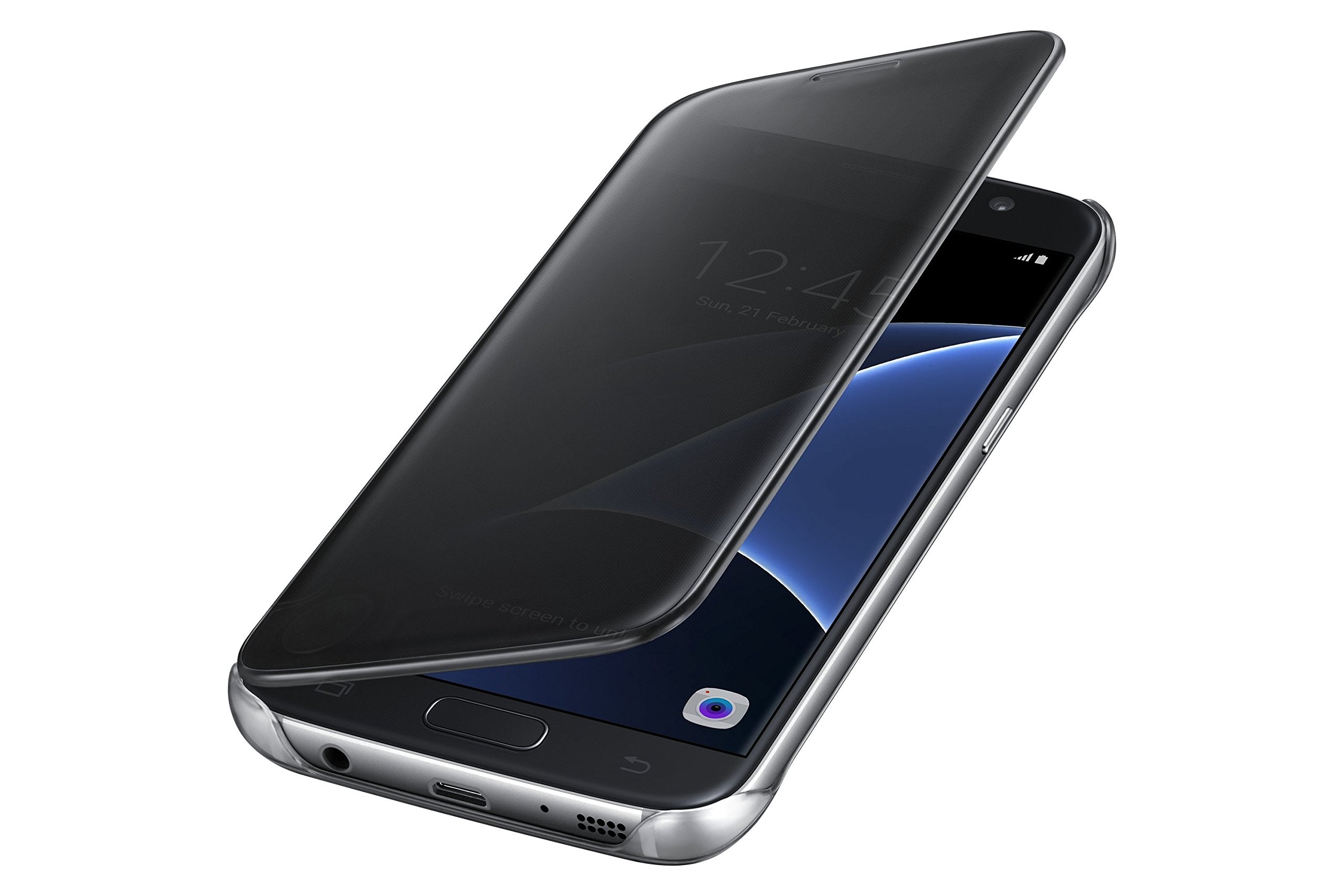 Samsung Galaxy S7 Case S-View Clear Flip Cover - Black (Not For S7 Edge)