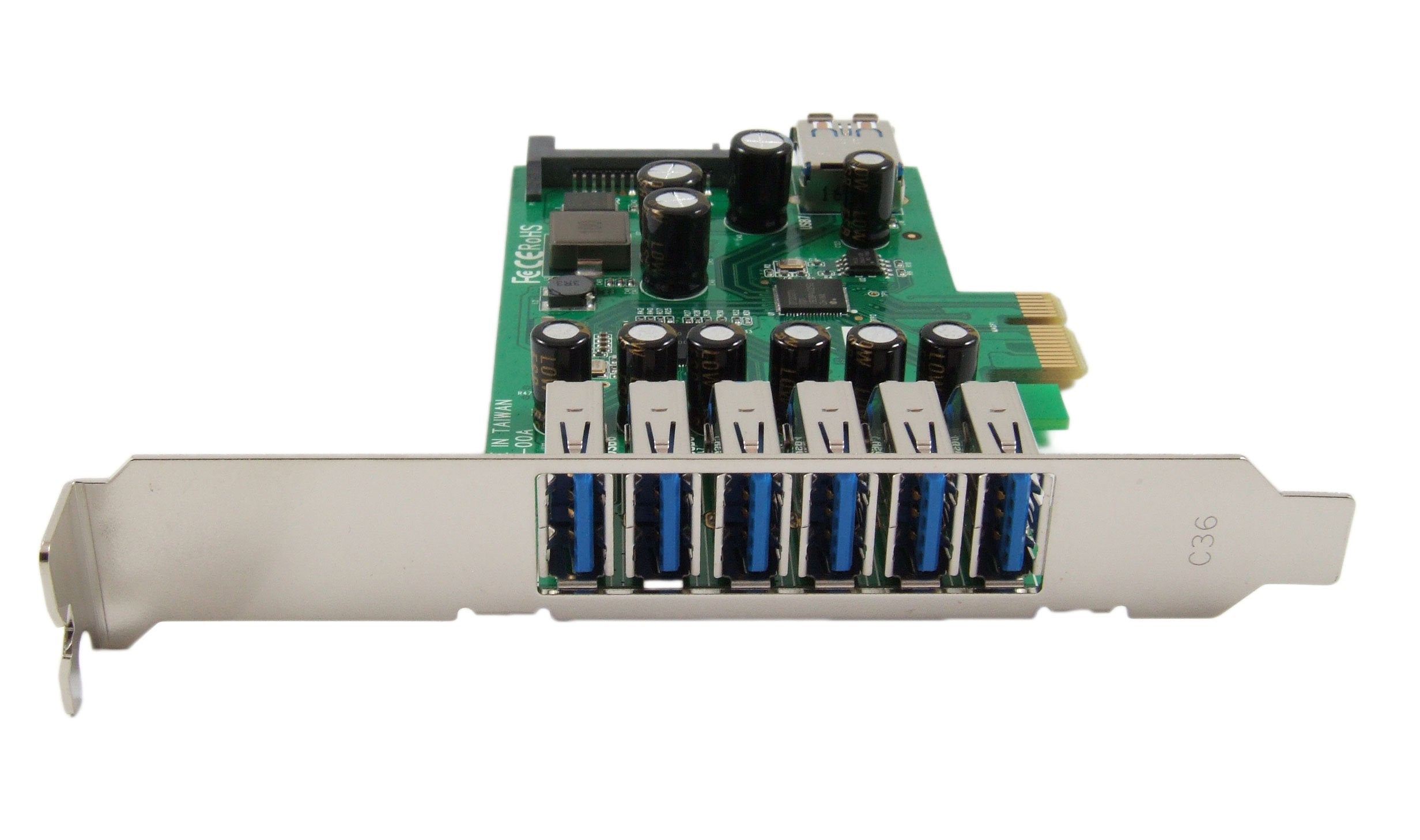 Ableconn Pex Ub127 7 Port Usb 3.0 6X External + 1X Internal Pci Express (Pcie) Low Profile Host Adapter Card   Renesas Nec Upd72