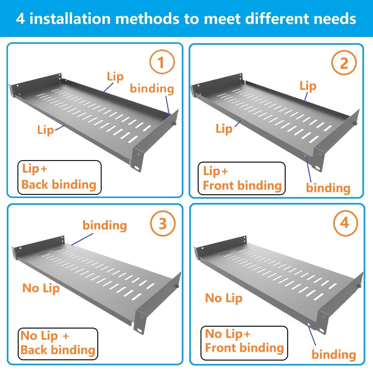 Jingchengmei 1U Disassembled Vented Cantilever Server Rack Mount Shelf 8'(203Mm) Depth For 19 Inch Network/Av Equipment Rack And Cabinet(1U8V)