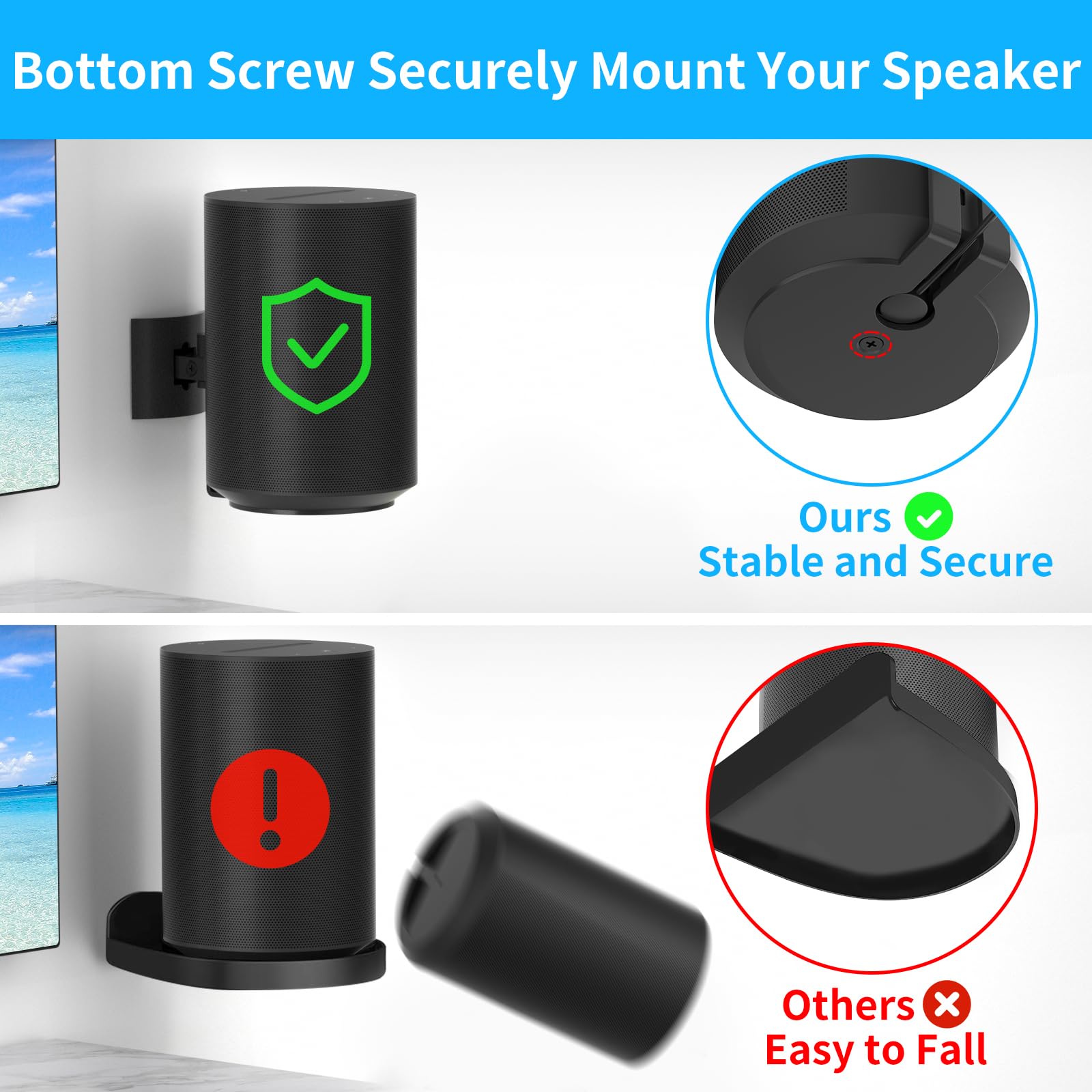 Metal Speaker Mount For Sonos Era 100 Ceiling Mount   Adjustable Tilt And Swivel Bracket For Sonos Era 100 Wall Mount With 2 Mou