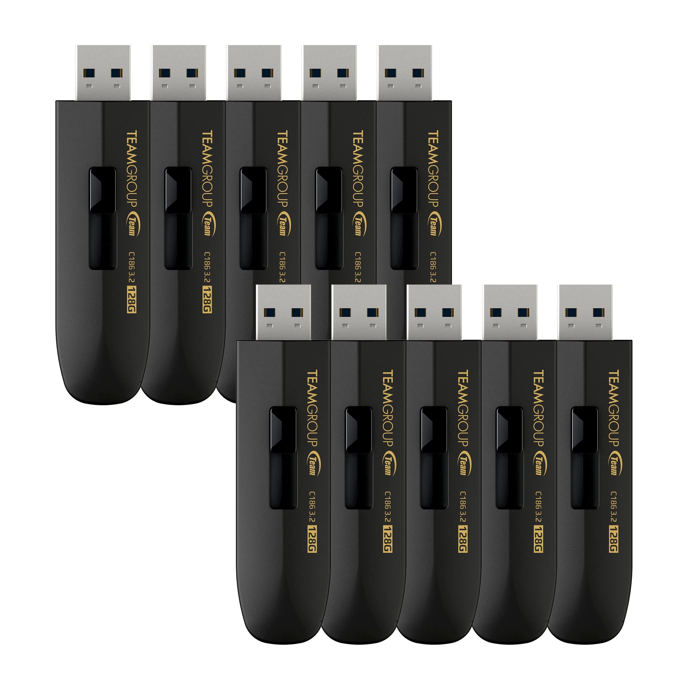 Teamgroup C186 128Gb 10 Pack Usb 3.2 Gen 1 (Usb 3.1/3.0) Read 100Mb/S Usb Flash Thumb Drive, External Data Storage Memory Stick