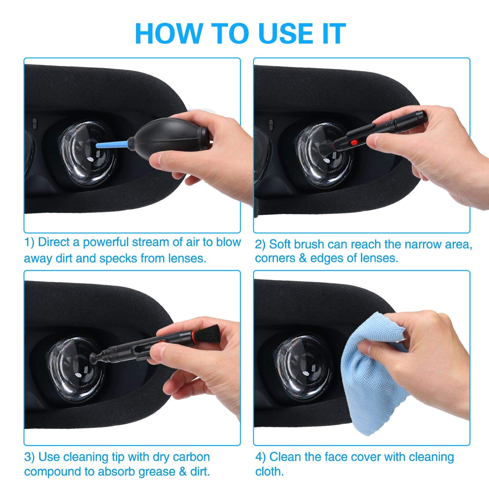 Cosoos Lens Cleaning Pen Compatible With Oculus Quest 2, Quest, Rift S, Htc Vive, Ps4 Vr Headset, Drone, Cameras, Optical Lens,