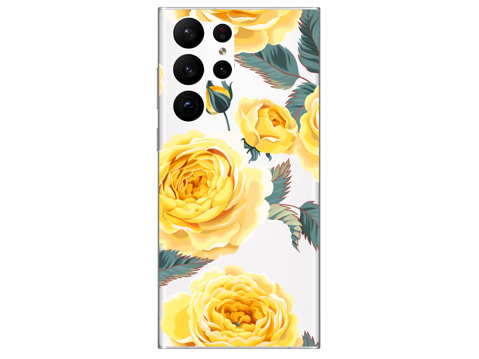 Samsung Galaxy S23 Ultra Case,Blingy'S Women Girls Cute Floral Roses Design Rose Flower Style Transparent Soft Tpu Protective Cl