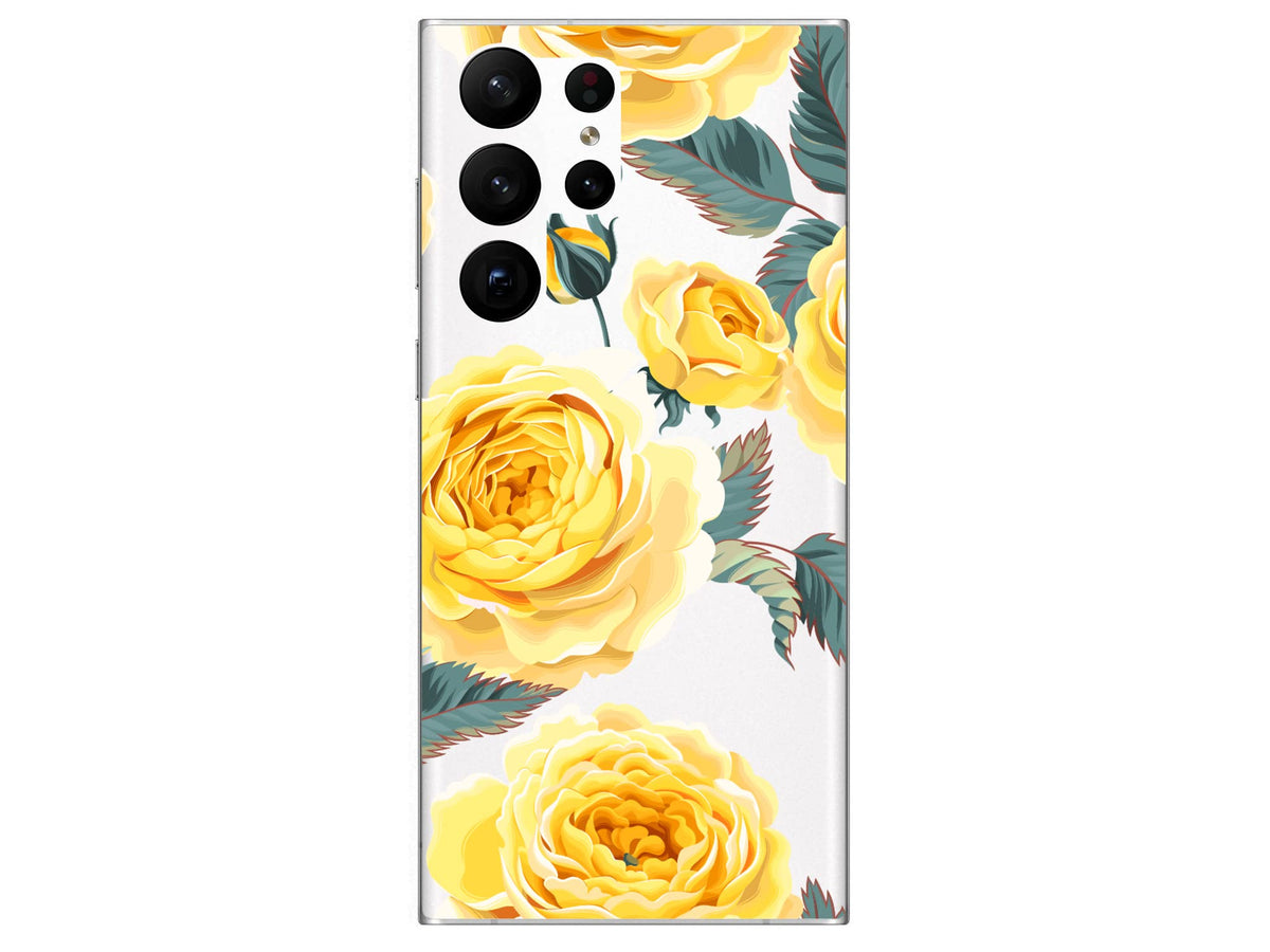 Samsung Galaxy S23 Ultra Case,Blingy'S Women Girls Cute Floral Roses Design Rose Flower Style Transparent Soft Tpu Protective Cl