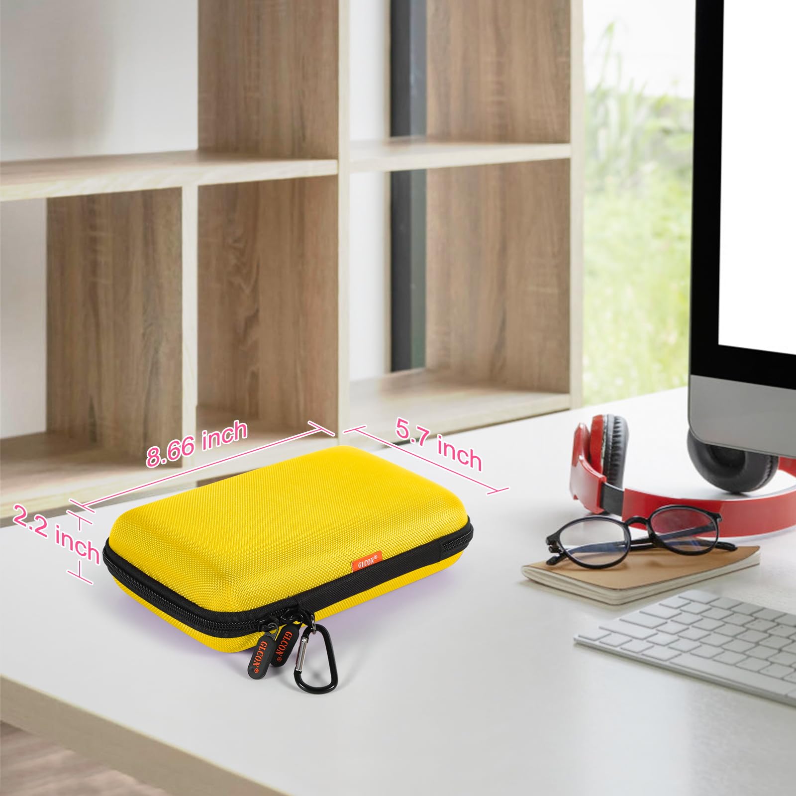 Bright Yellow Hard Shell Electronic Organizer Carrying Case - Shockproof Large Storage Case For Hard Drive, Phone, Power Bank, C