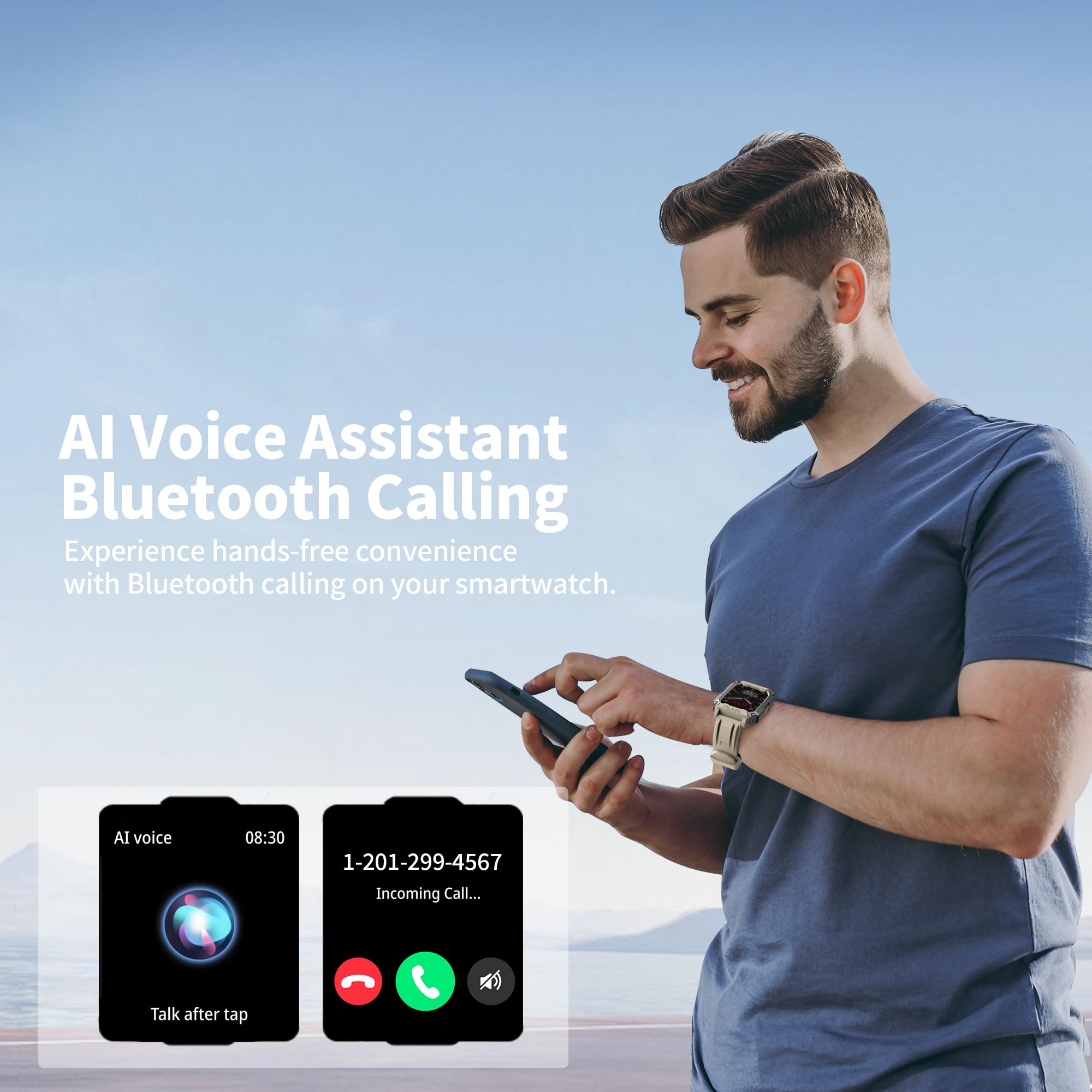 Alkai Smart Watch Rugged And Military With 5Atm Waterproof Bluetooth Call(Answer/Dial Calls) Ai Assistant, Long Lasting Battery