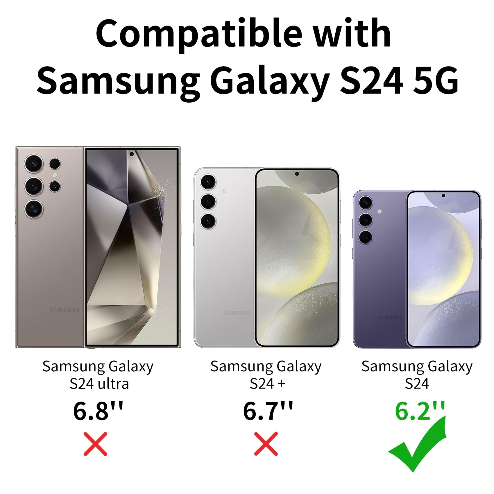 Hsefo Designed For Samsung Galaxy S24 Case, Black Dual Layer, Heavy Duty Shockproof Tough Rugged Protective Cover For Galaxy S24