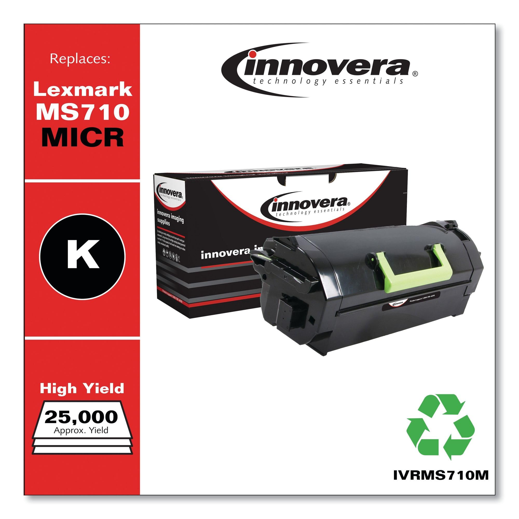 Innovera Ivrms710M 25000 Page Yield, Replacement For Lexmark Ms710M (52D0Ha0), Remanufactured High Yield Micr Toner   Black