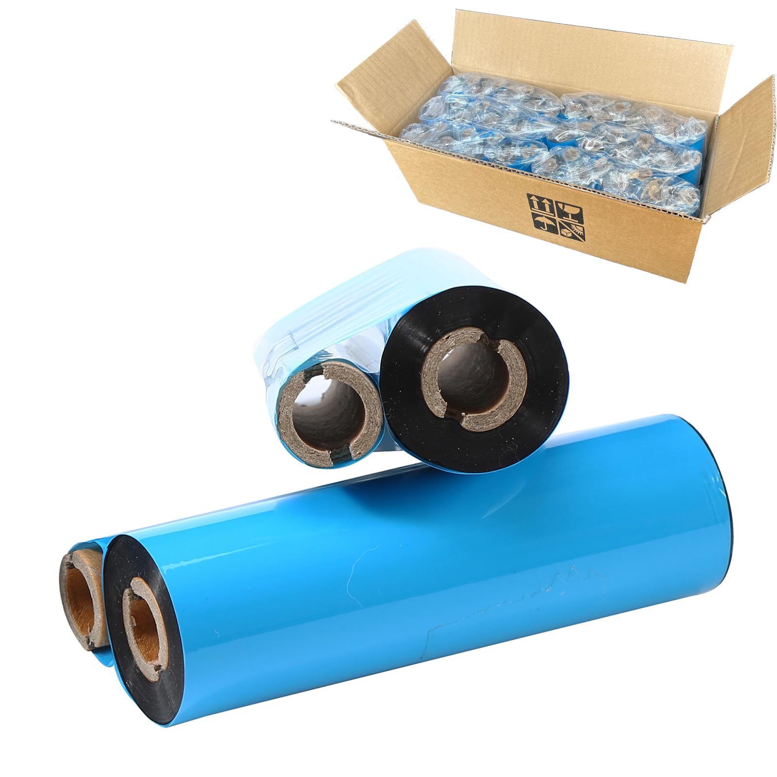 24 Rolls 4.33'' X 244' Premium Resin Enhanced Wax Ribbon, 110Mm X 74M Black Thermal Transfer Ribbon, Desktop Barcode Thermal Lab