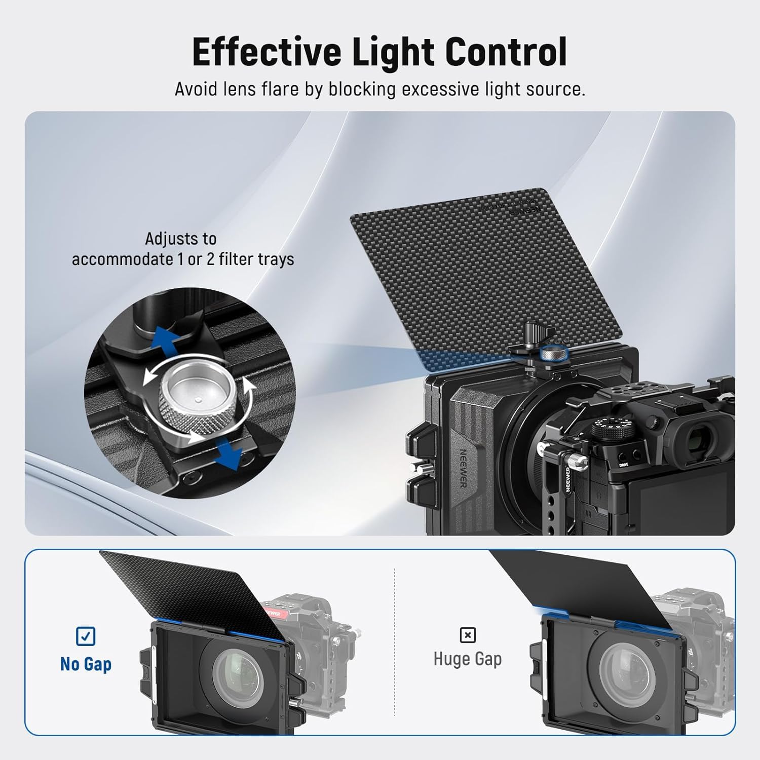 Neewer Mini Matte Box With Two 4X5.65 Filter Trays, 4 Circular Lens Adapters, Carbon Fiber Top Flag, Compatible With Smallrig Ac