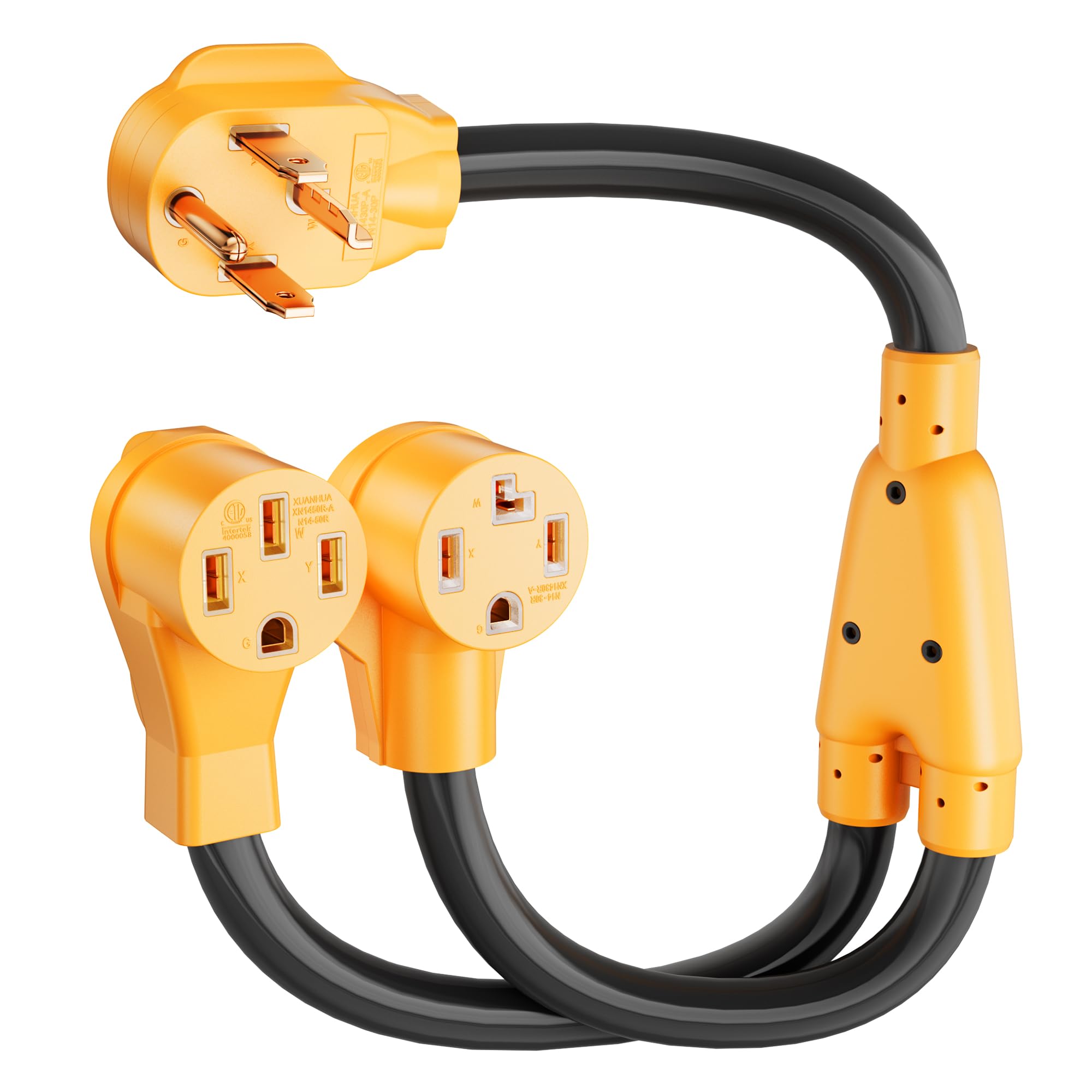 Mecmo 30 Amp Dryer Y Splitter To Rv/Ev, Nema 14 30P To 14 50R / 14 30R Splitter Power Cord Adapter, Dryer 4 Prong 30 Amp Y Adapt