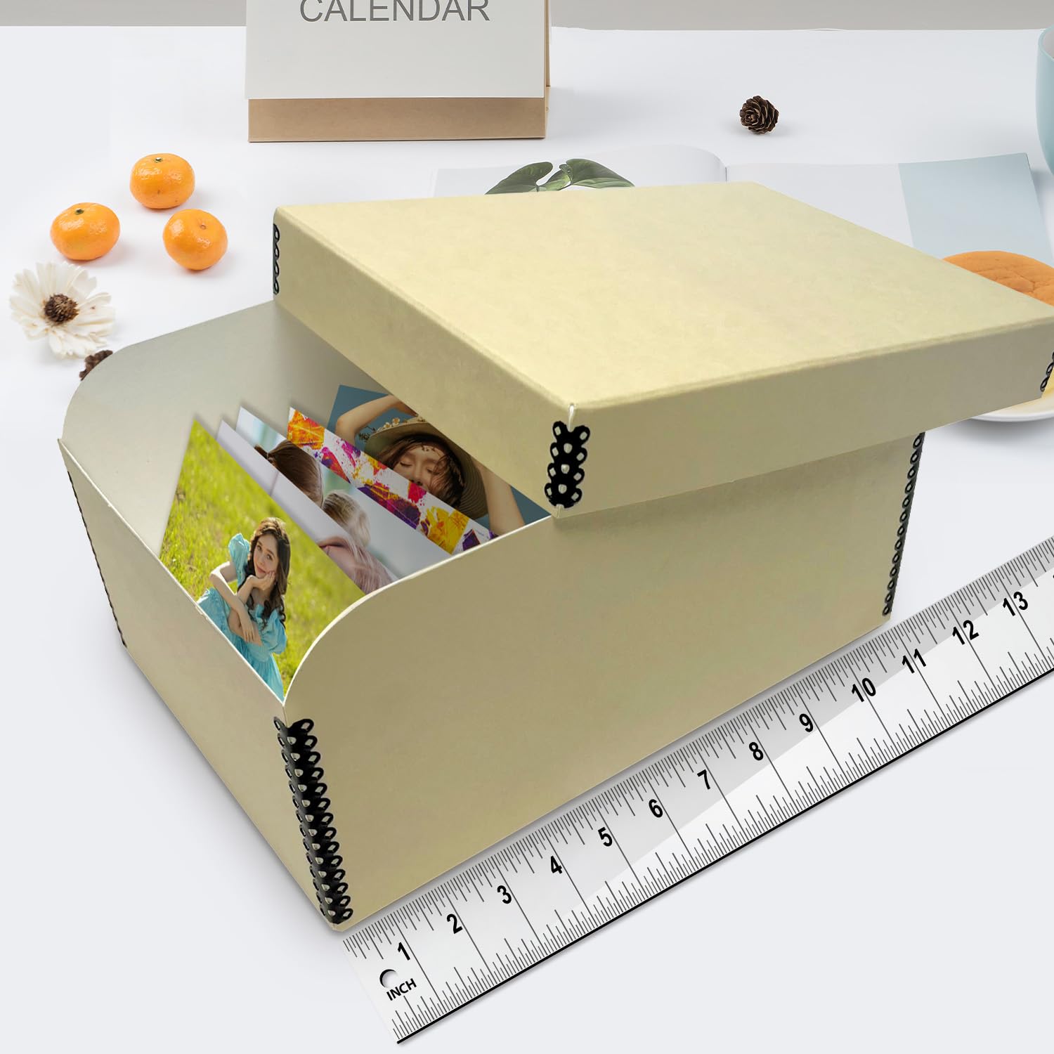 Lineco Infinity 4X6 Photo File Box, With 12 Acid Free Envelopes, Holds Up To 1000 3.5' X 5', Or 4' X 6' Photos, Preserveing And Organzing Photos Documents. Metal Edges, Acid And Lignin Free. Tan