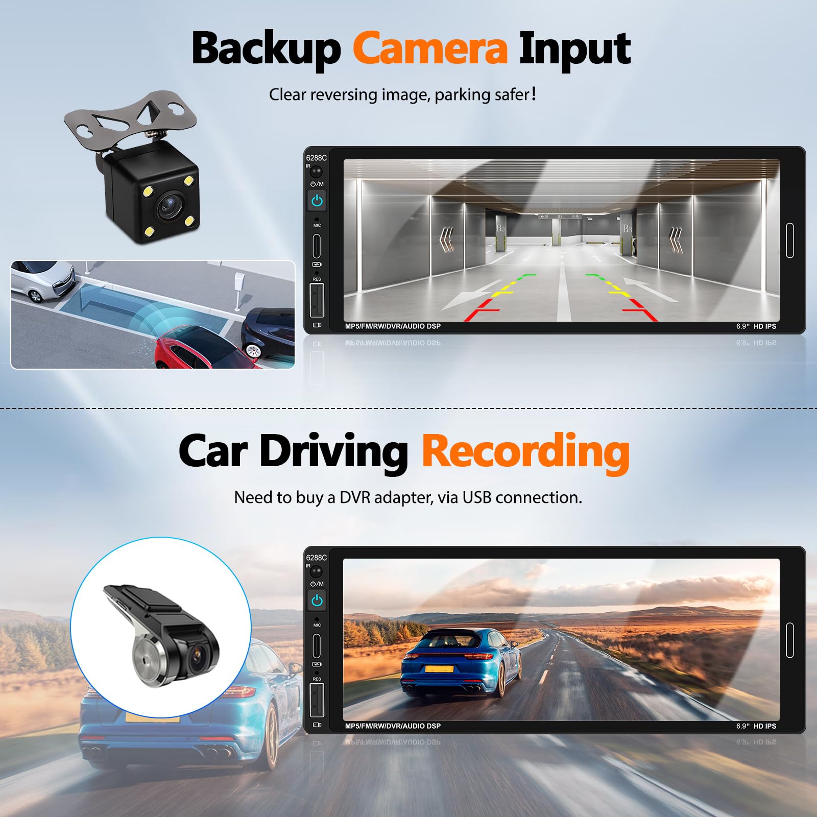 Unitopsci Single Din Touchscreen Car Stereo With Wireless Apple Carplay Android Auto Bluetooth 6.86 Inch Hd Mirror Link Car Mp5