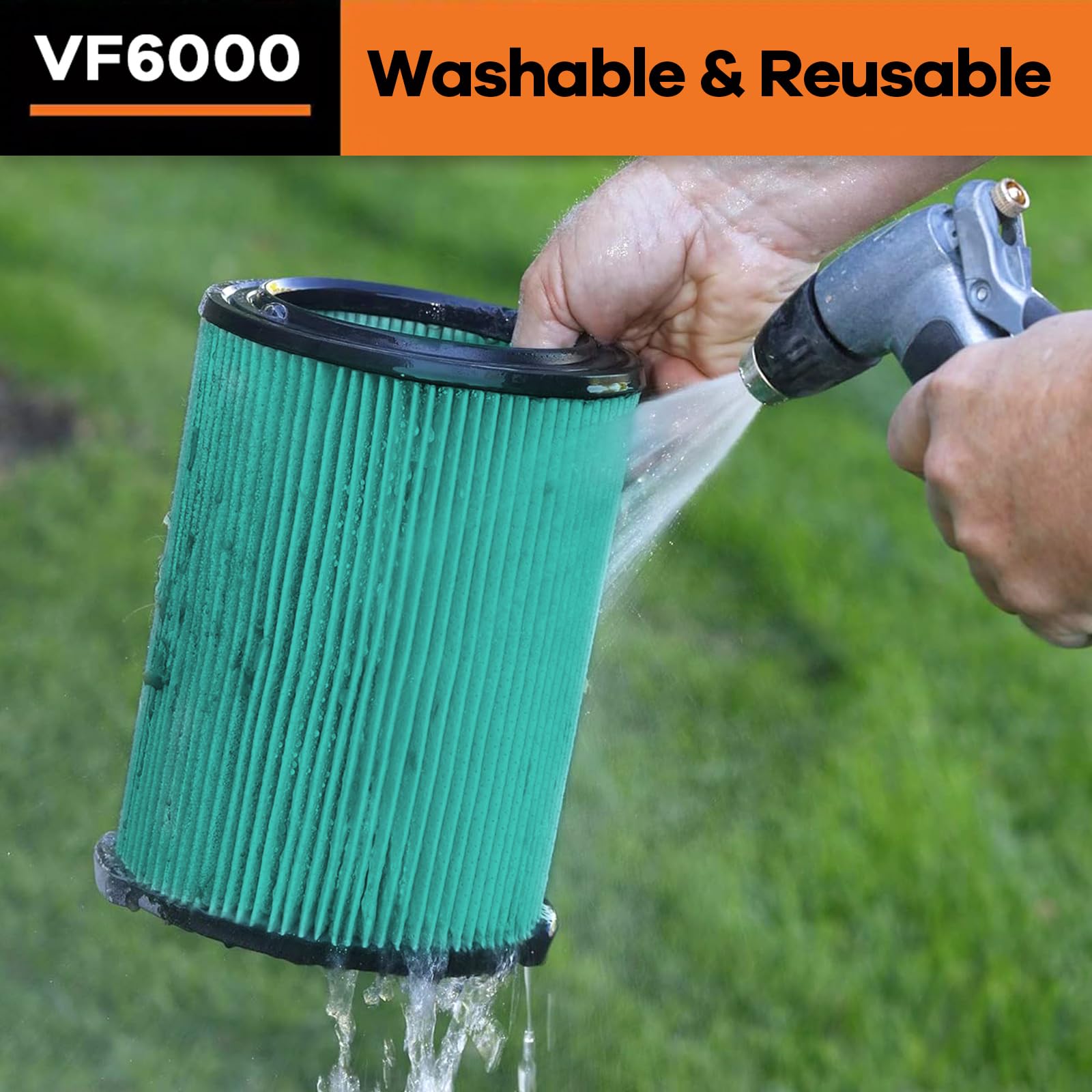 2 Pack Vf6000 Replacement Filter, Standard Wet/Dry Vac Filter Vf6000 Compatible With Ridgid Vacs Wet Dry 5 20 Gal & 6 9 Gal Husk