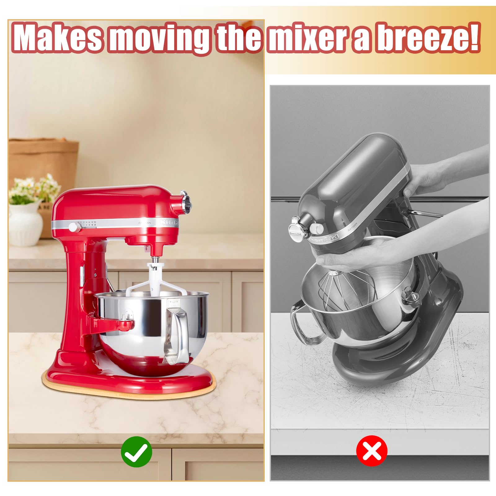 Mixer Sliding Slider Compatible With Kitchenaid Bowl Lift Mixer   Bamboo Kitchen Countertop Storage Mover Sliding Caddy Moving T