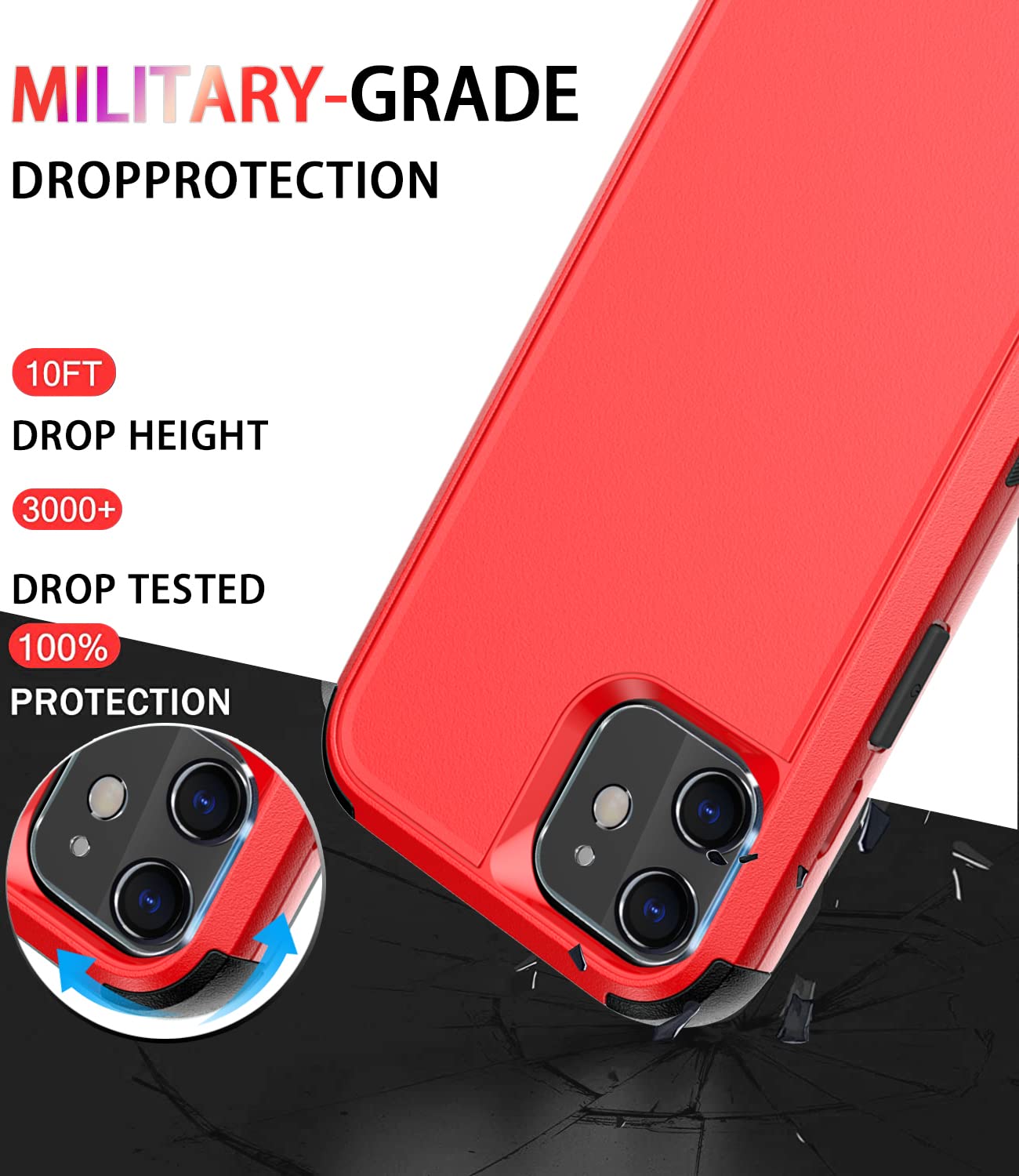 Diverbox For Iphone 11 Case [Shockproof] [Dropproof] [Tempered Glass Screen Protector],Heavy Duty Protection Phone Case Cover Fo