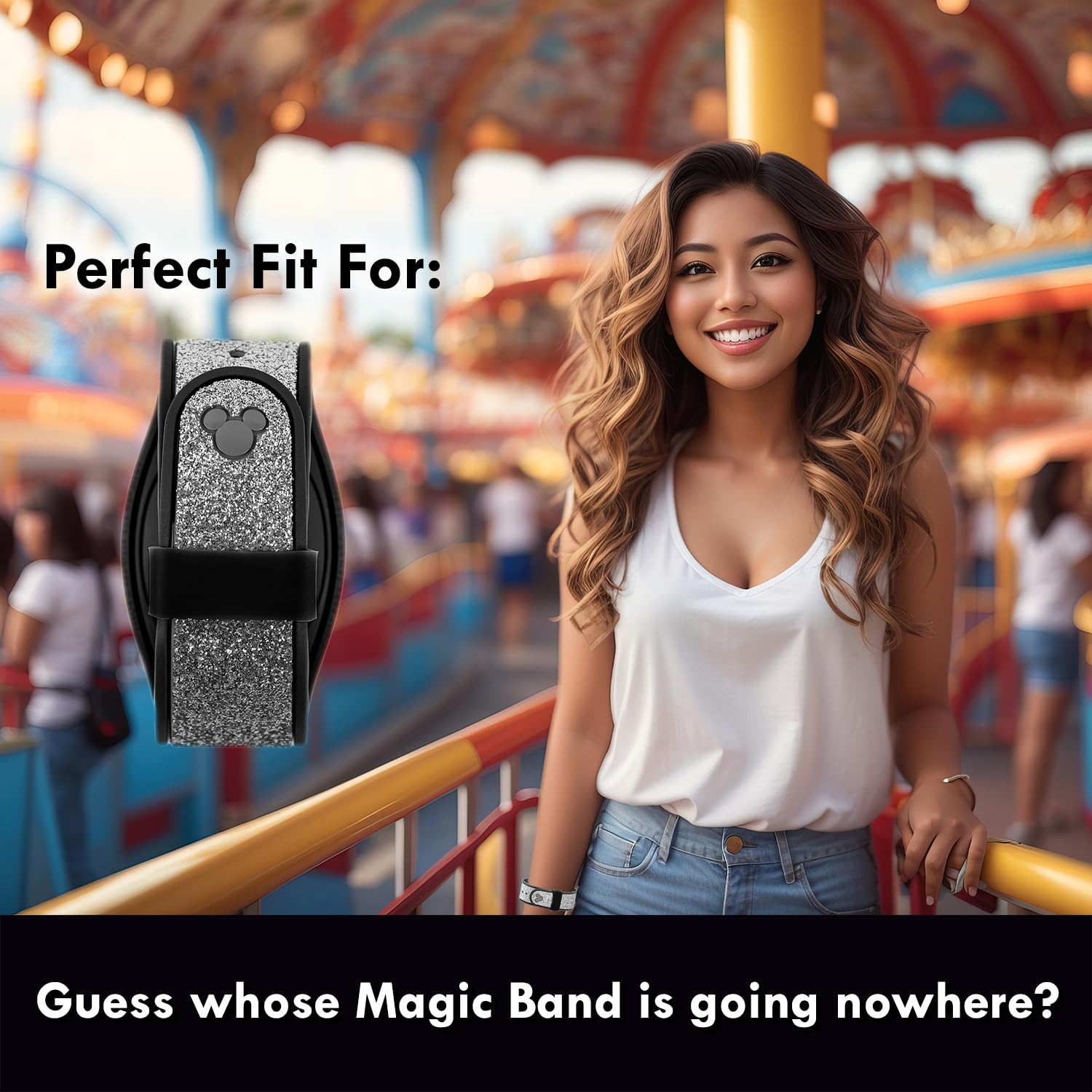 Magic Band Protectors | Black Color Smart Watch Security Bands | Fit For 18Mm | Made For Fitbit Charge, Charge Hr, Garmin Vivofi