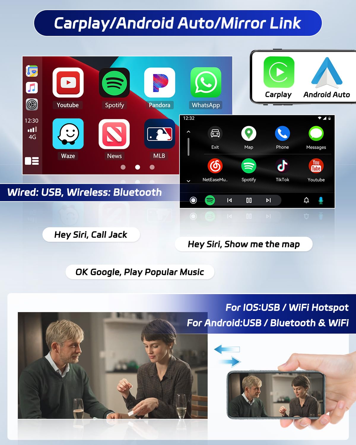 (Manual A/C) Roinvou 2+64G Android 13 Carplay Stereo For 2014 2017 Kia Soul, Wireless Carplay Radio With Android Auto, 9'' Touch