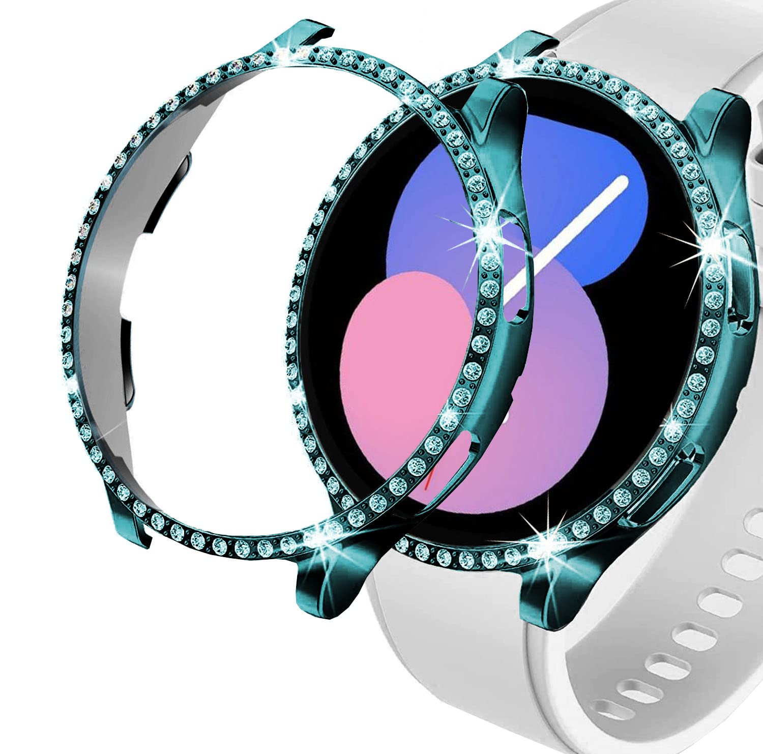 Dealele [2 Pack] Cases Compatible With Samsung Galaxy Watch 5 Pro 45Mm, Bling Single Row Diamond Pc Protective Case Replacement
