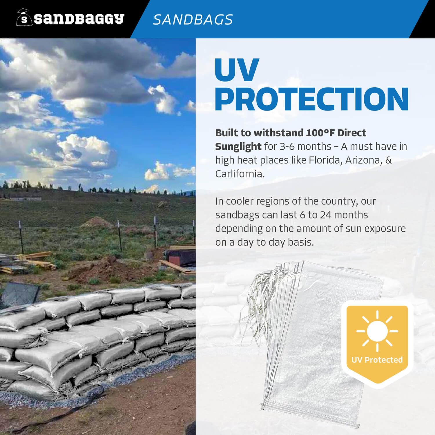 Sandbaggy Sandbags (14' X 26') | Military Grade | Protects Homes & Businesses From Flooding | Sand Bags Trusted By Us Military & Forest Service (100, White)