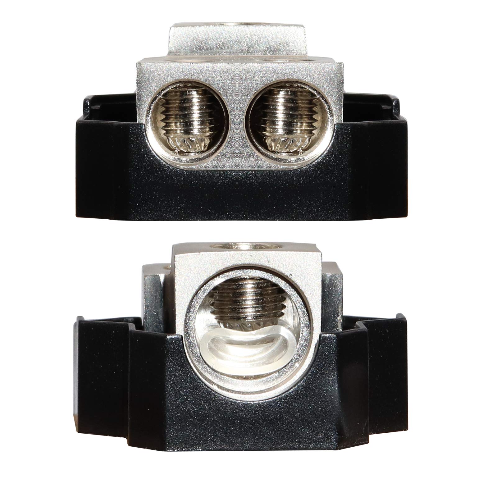 Zookoto 2 Way Power Distribution Block For Car Audio Splitter,1 X 0/2/4 Gauge In / 2 X 4/8 Gauge Out