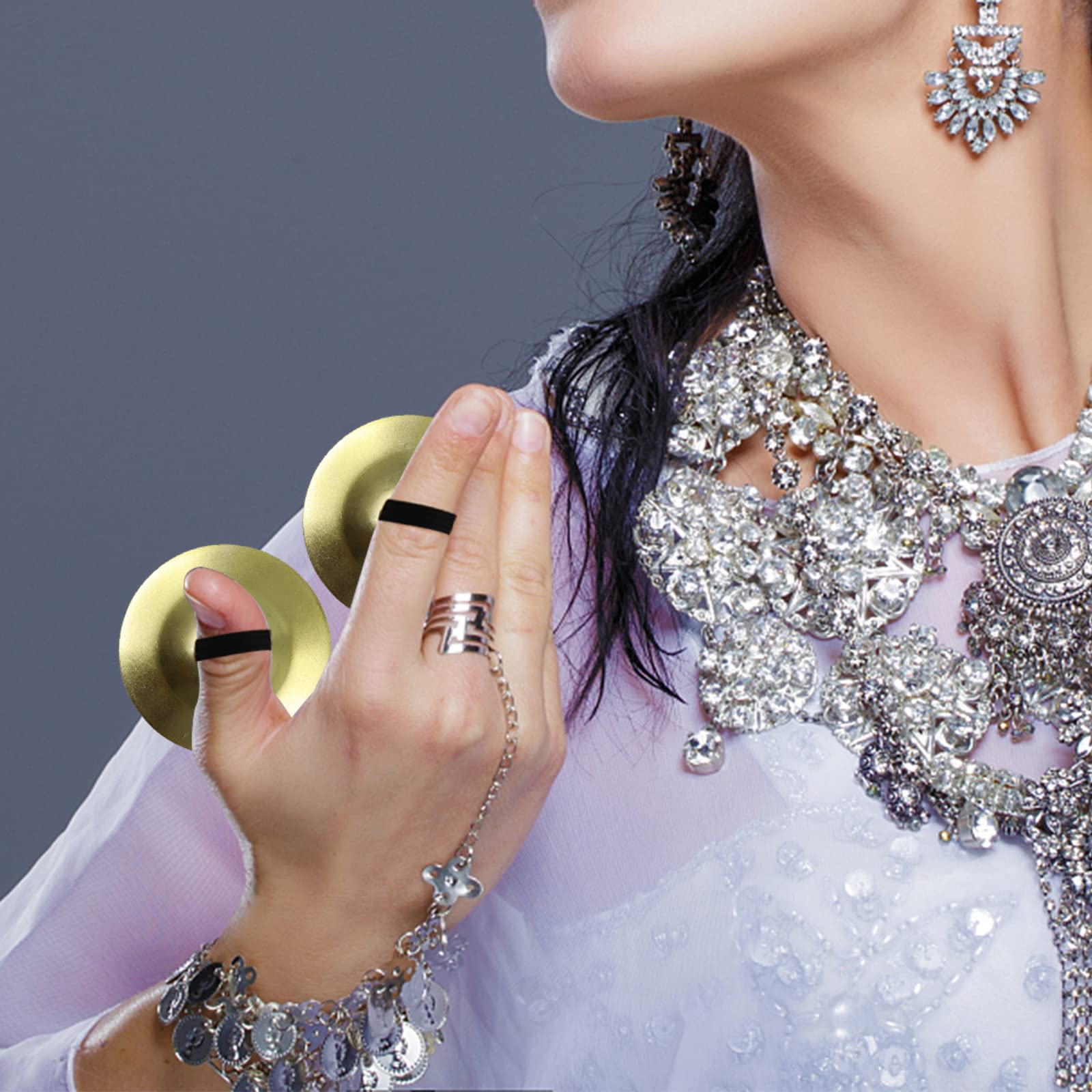 4Pcs Finger Cymbals 5.3Cm/2.1In, Finger Zills For Belly Dance, Brass Hand Cymbals, Belly Dancing Cymbals, Dance Finger Musical I