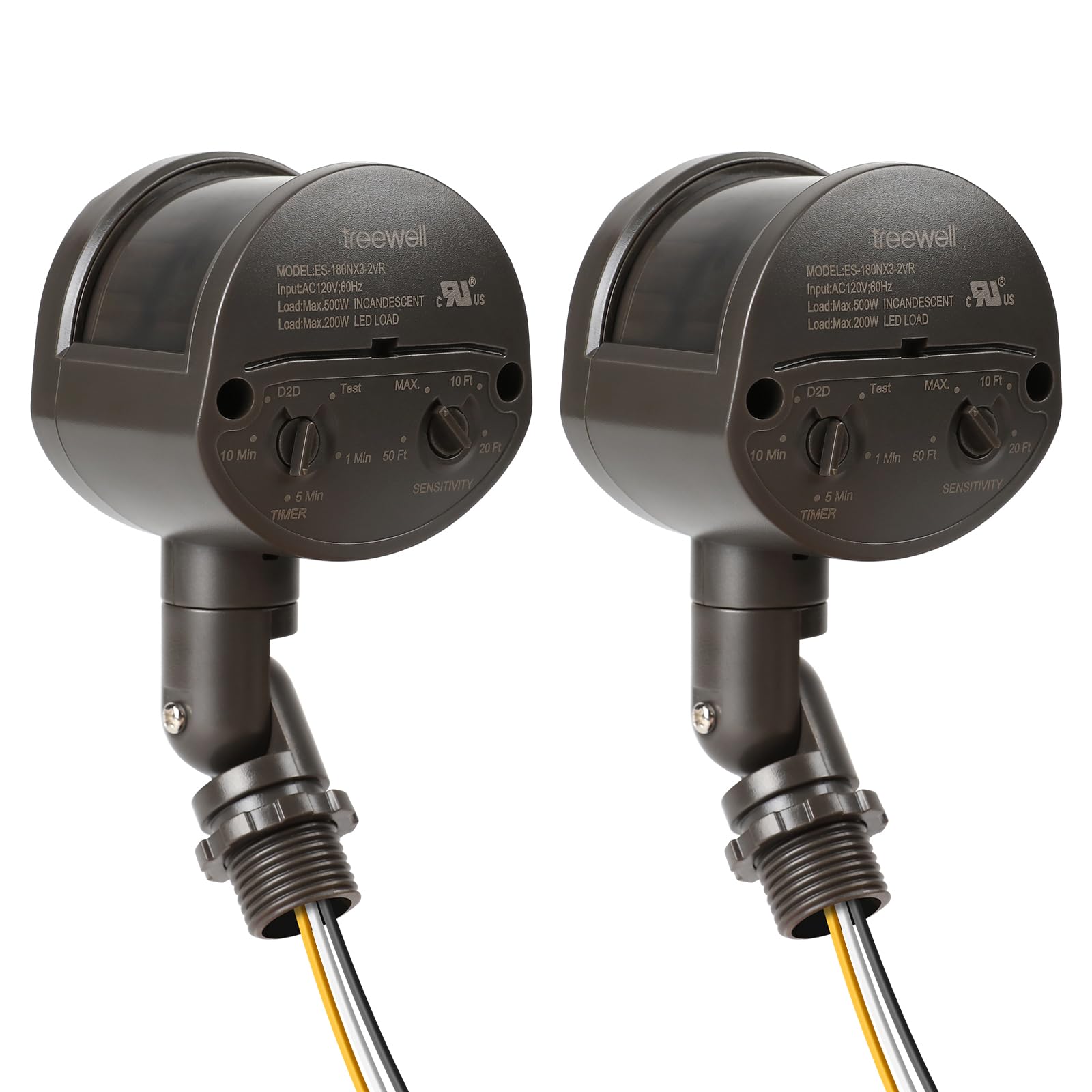 2 Pack Motion Sensor, 180 Degree Replacement Motion Detector, Adjustable Time & Detection Sensitivity Up To 60 Feet Range, 3 Wor