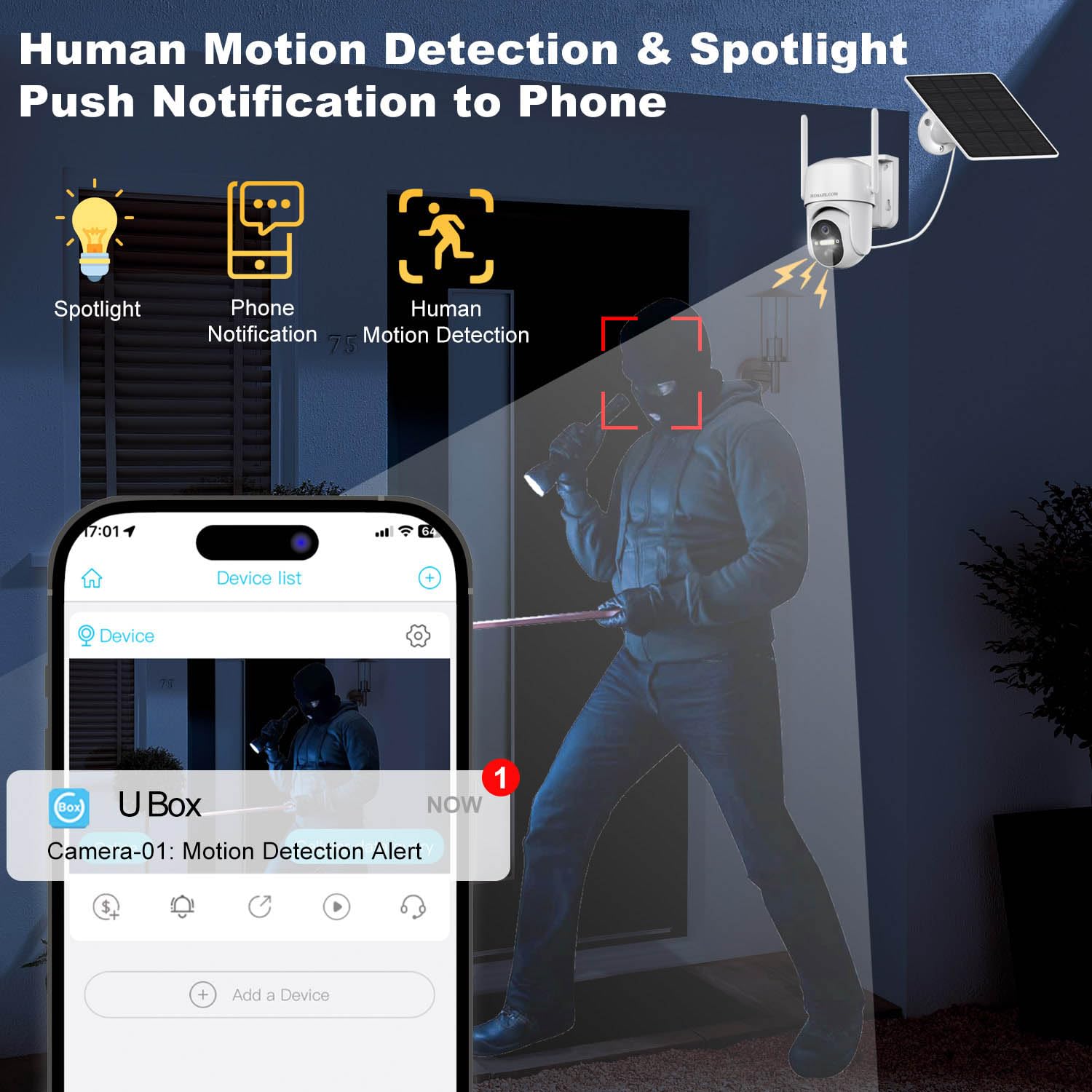 Wifi Security Cameras Wireless Outdoor, Solar Battery Powered 360 Ptz Cameras For Home Security, 2K Hd Color Night Vision, 2 Way