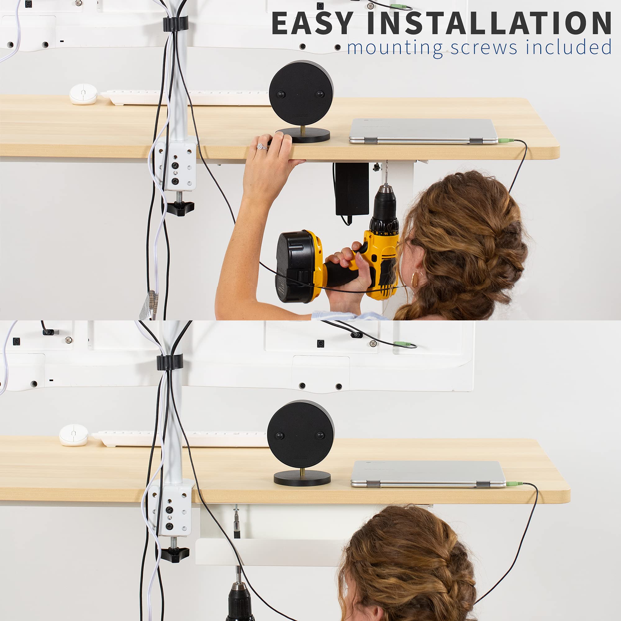 Vivo 2 Pack Under Desk 17 Inch Cable Management Tray, Cord Organizer, Home Office Desk Accessories, White, Desk-Ac06-2Cw