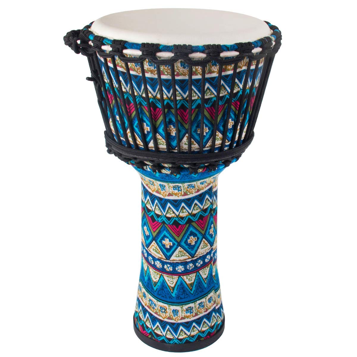 Djembe Drum, AKLOT African Drum Cloth Stitching 11 x 20 ABS Resin Lightweight Goatskin Drumhead for Starter Beginners(Blue F