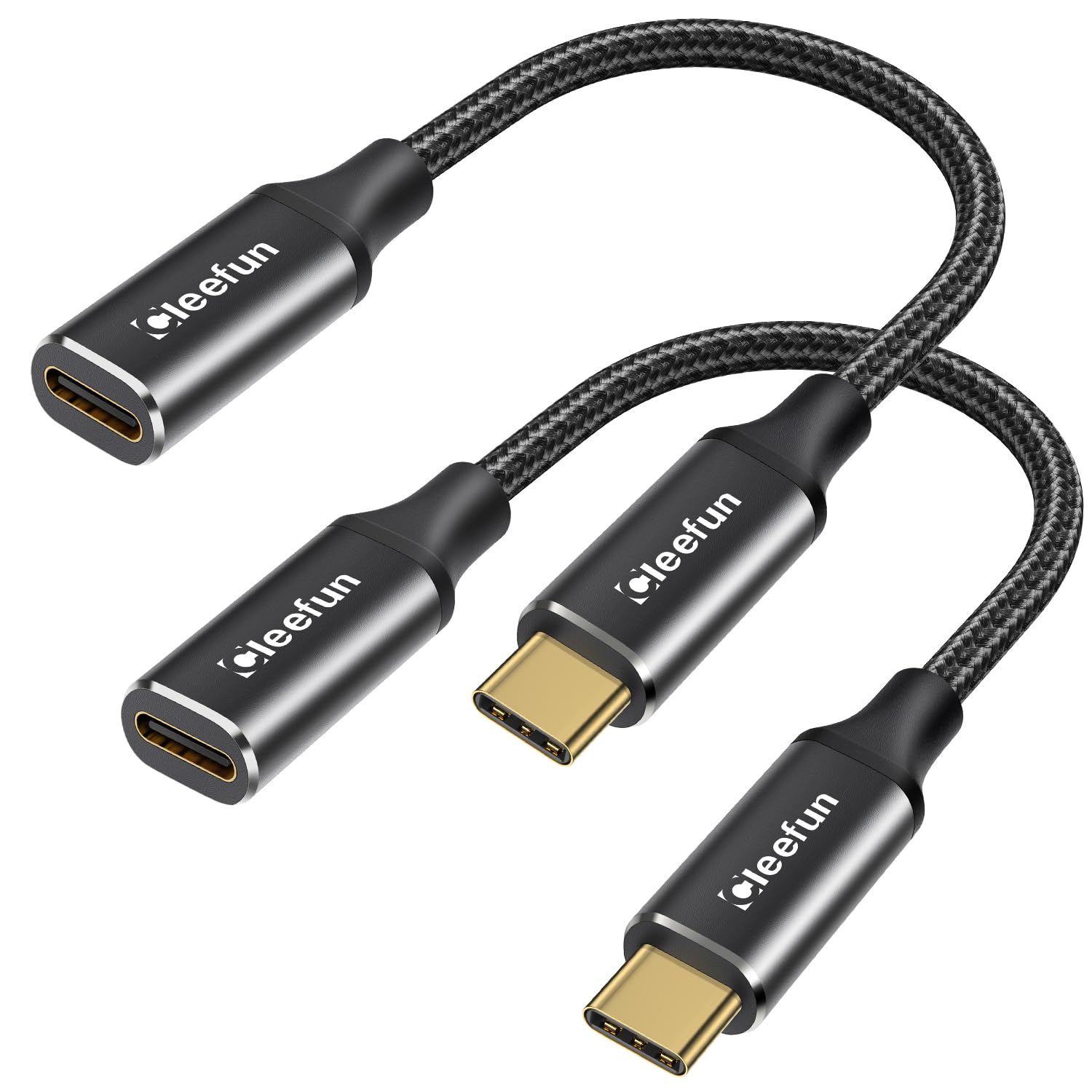 Cleefun Usb C Extension Cable 1Ft 2Pack, Usb C 3.2 Male To Usb C Female Extension Cable, 10Gbps Data & 4K Video Sync Transfer Usb C Extender Cable 100W Fast Charging For Usb C Hub, Laptop,Tablet,Phone