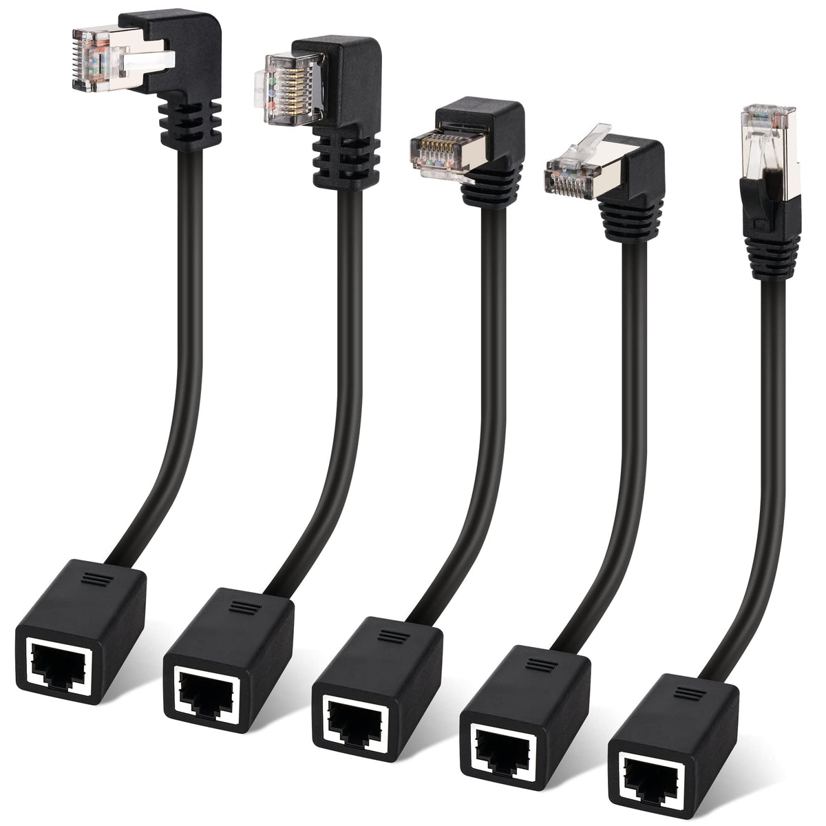 Togconn Cat 6 Ethernet Extension Cable 5 Pack,Multiple Angles(Up/Down/Left/Right/Straight), Cat6 Rj45 Network Lan Patch Cord Ada
