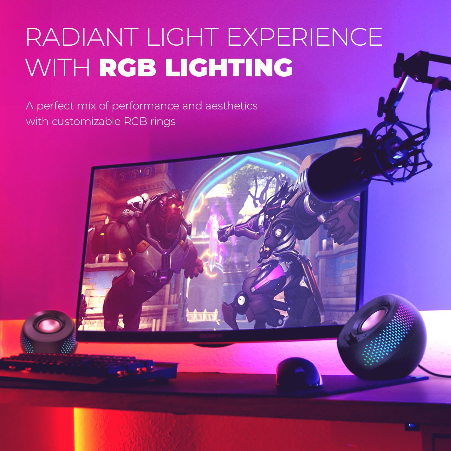 Creative Pebble X 2.0 Usb-C Computer Speakers With Customizable Rgb Lighting, Bluetooth 5.3, Usb Audio, Up To 15W Rms Power For