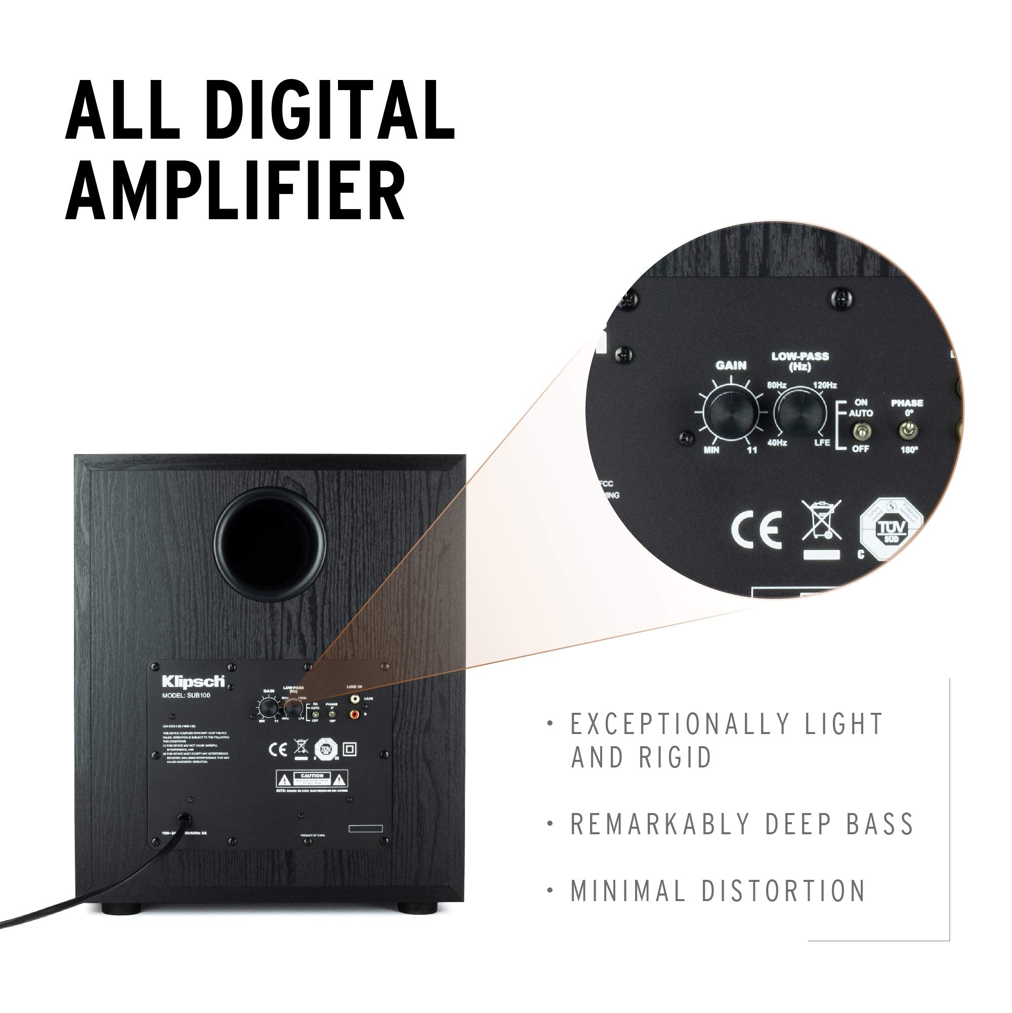 Klipsch Synergy Black Label Sub 100 10    Front Firing Subwoofer With 150 Watts Of Continuous Power, 300 Watts Of Dynamic Power,