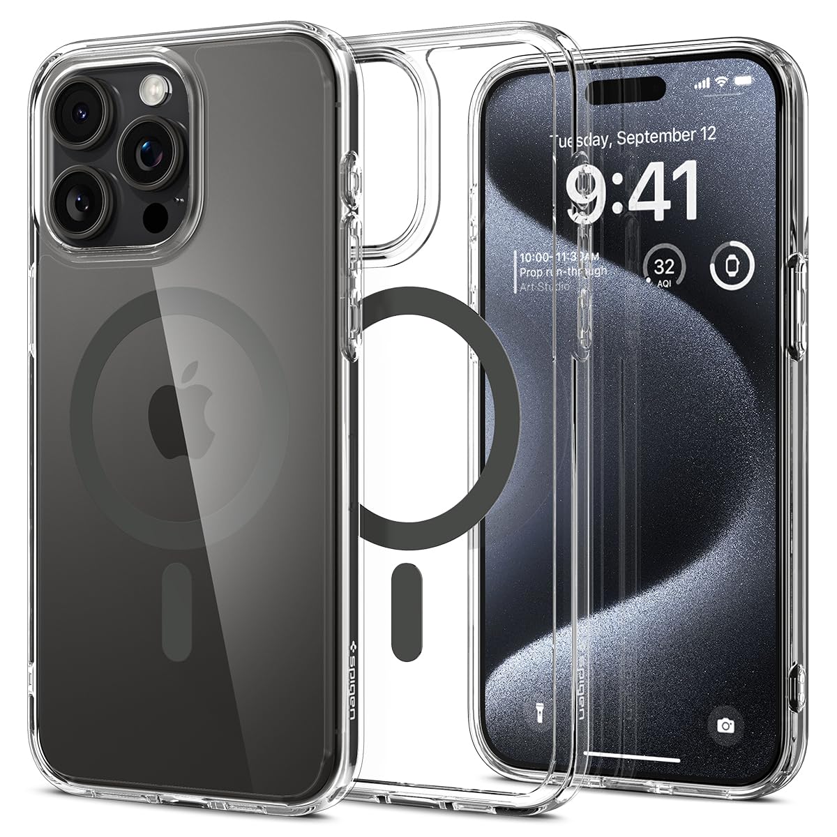 Spigen Magnetic Ultra Hybrid Magfit Designed For Iphone 15 Pro Case, Anti Yellowing] Military Grade Protection] Compatible With