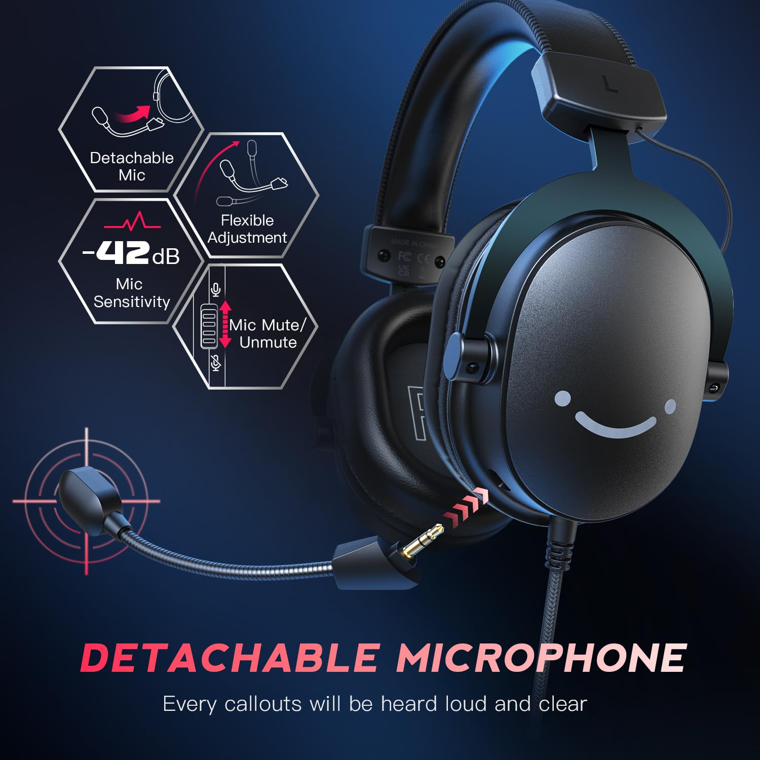 Fifine Pc Gaming Headset, Usb Headset With 7.1 Surround Sound, Detachable Microphone, Control Box, 3.5Mm Headphones Jack, Over E