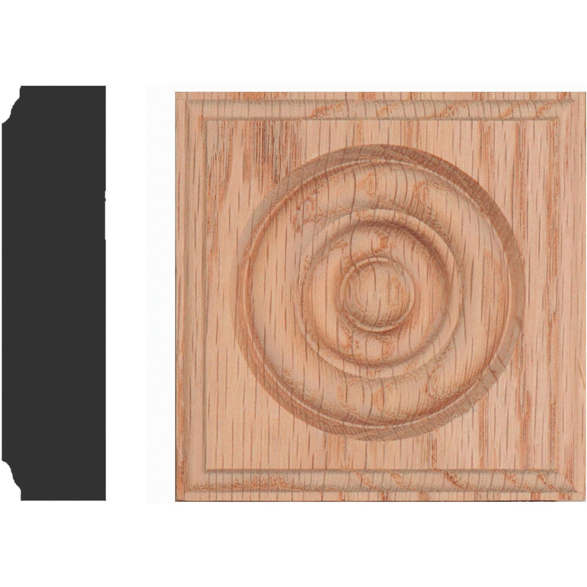 House Of Fara Solid Red Oak 7/8 X 3 1/2 Rosette Block