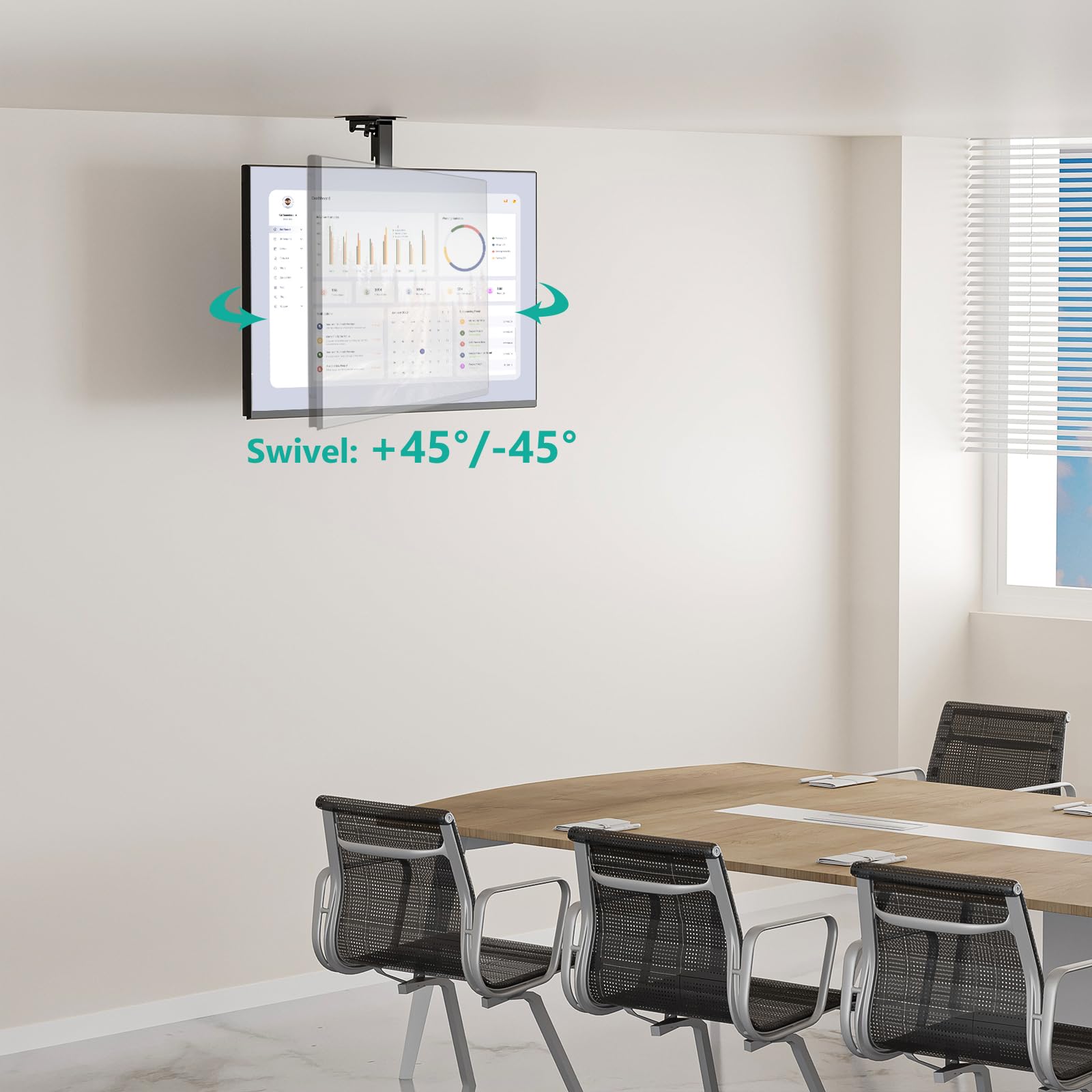 WALI Folding Ceiling TV Mount, Swivel and Flip Down TV Bracket for 13 27 inch Flat Screens, Height Adjustable TV Mount Saving Space, Max Mounting Holes 100x100mm(FCM101), Black