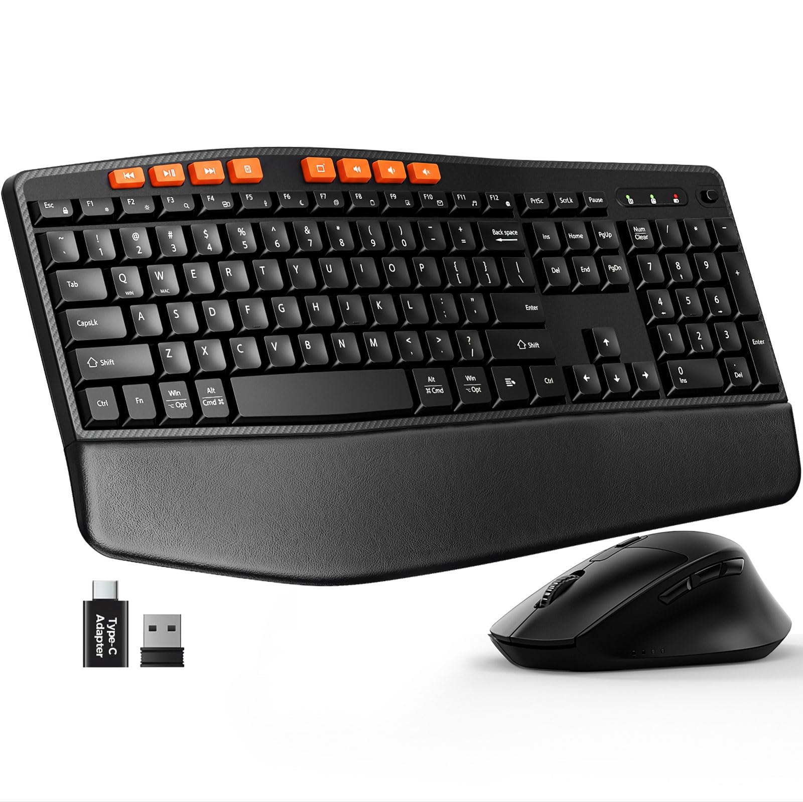 Luhaso Wireless Keyboard and Mouse Combo, Full Size, Soft Wrist Rest