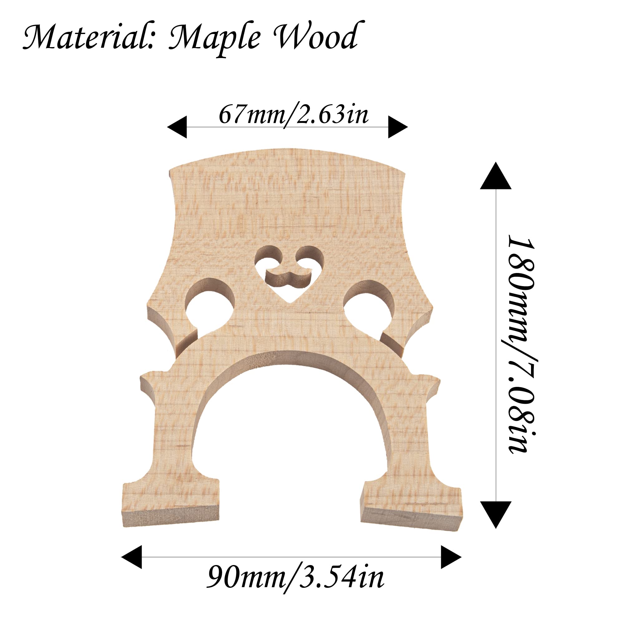 2Pcs Yootones Cello Bridge, Maple Wood 3/4 4/4 Cello Bridge Maple Wood Self Adjusting Fitted Bridge Compatible With Cello Musica