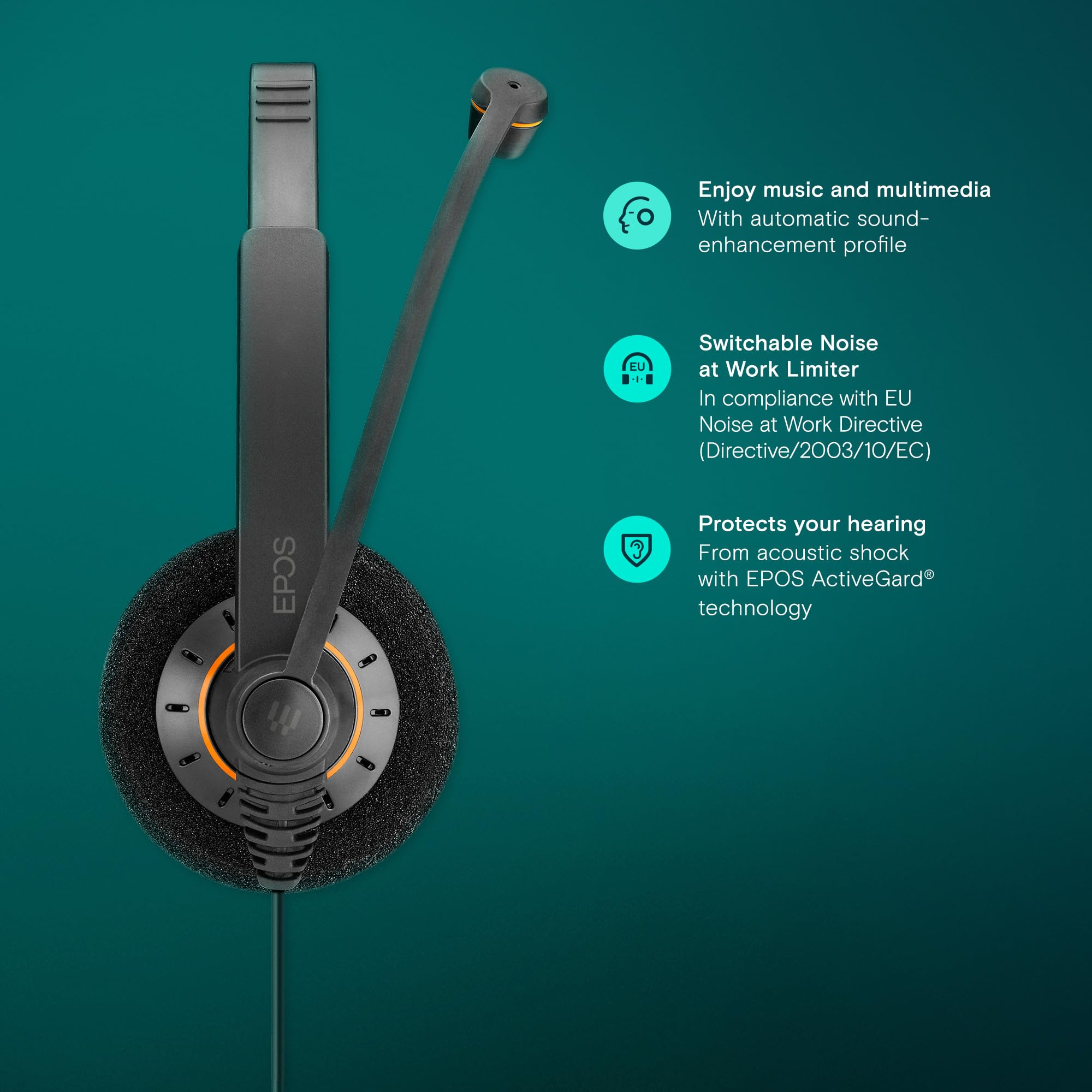 Sennheiser Epos I Impact Sc 60 Usb Ml   Headset   On Ear   Wired   Usb   Black With Orange Colour Highlights