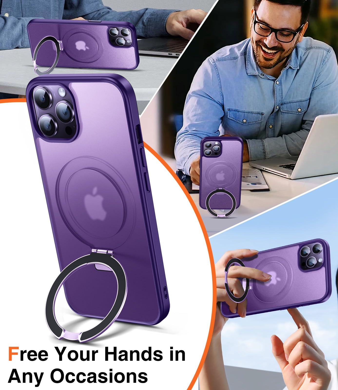 Chicfun 3-In-1 [Magnetic+Kickstand+Ring Holder] For Iphone 12 Pro Max Case Stand Ring Holder Compatible With Magsafe, Military S