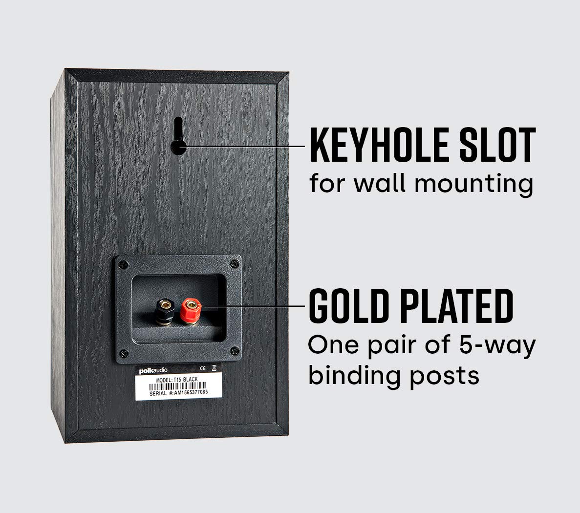 Polk Audio T15 100 Watt Home Theater Bookshelf Speakers   Hi Res Audio With Deep Bass Response, Dolby And Dts Surround, Wall Mou