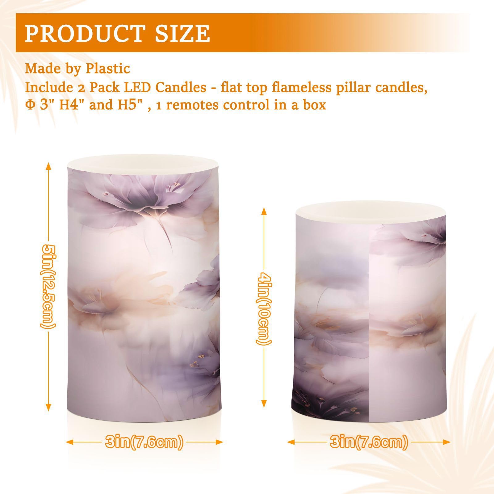 Alaza Purple Flowers Flickering Flameless Candles Battery Operated With Remote Timer,Tea Light Candles Led Pillar Votive Candles