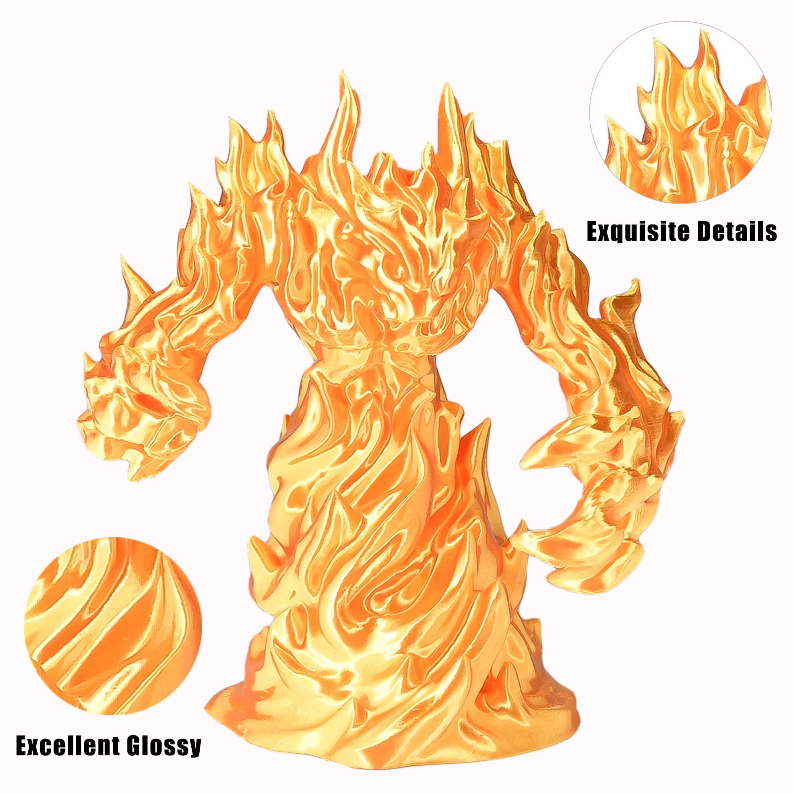 Ovv3D Silk Pla Filament 1.75Mm, Upgrade Gold Pla Filament 3D Printer Filament, Silk Gold Metal 3D Printing Filament, 3D Filament